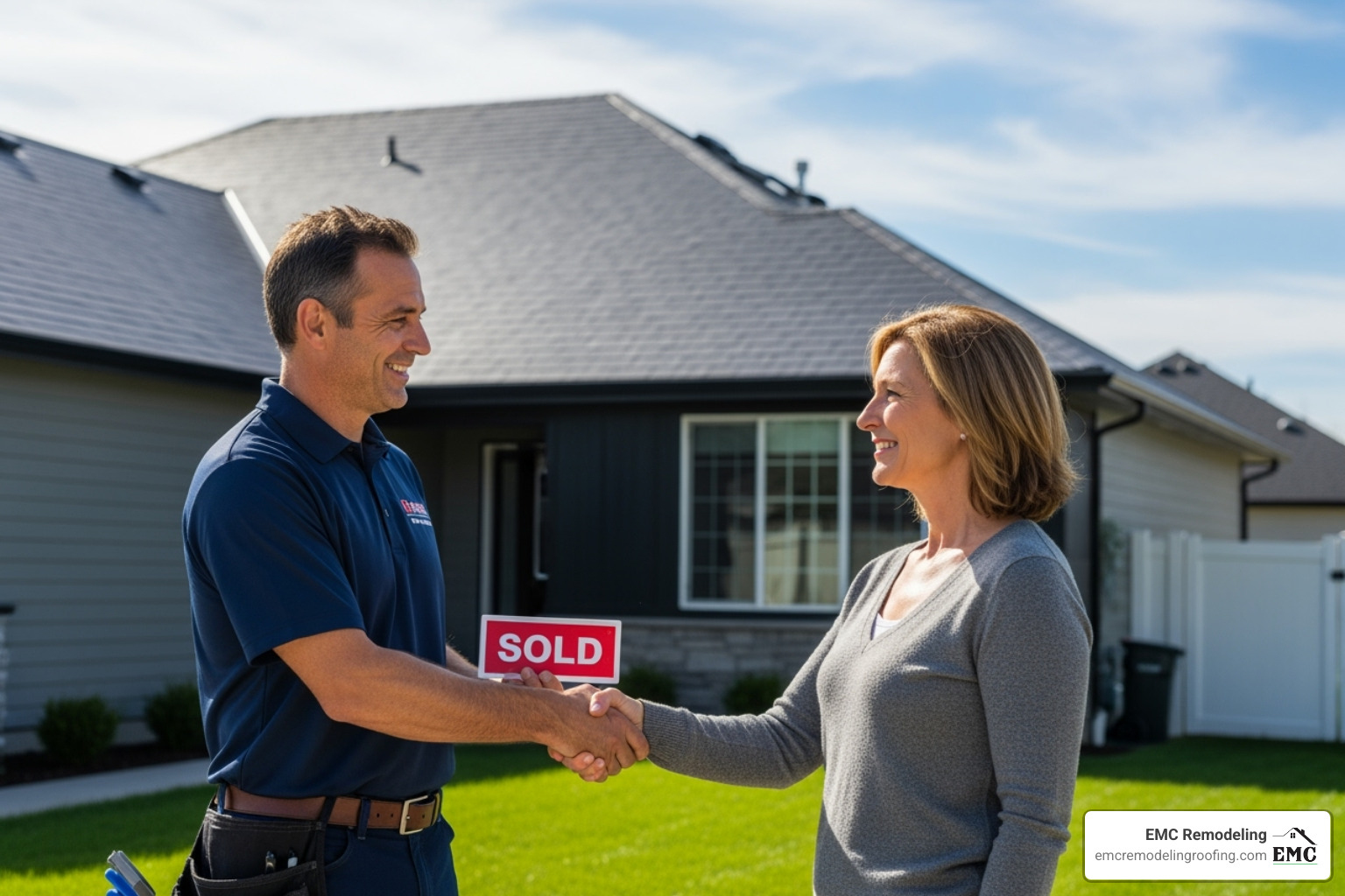 Contractor shaking hands with a happy homeowner after a successful roofing project - georgetown tx roofing Contractor shaking hands with a happy homeowner after a successful roofing project - georgetown tx roofing
