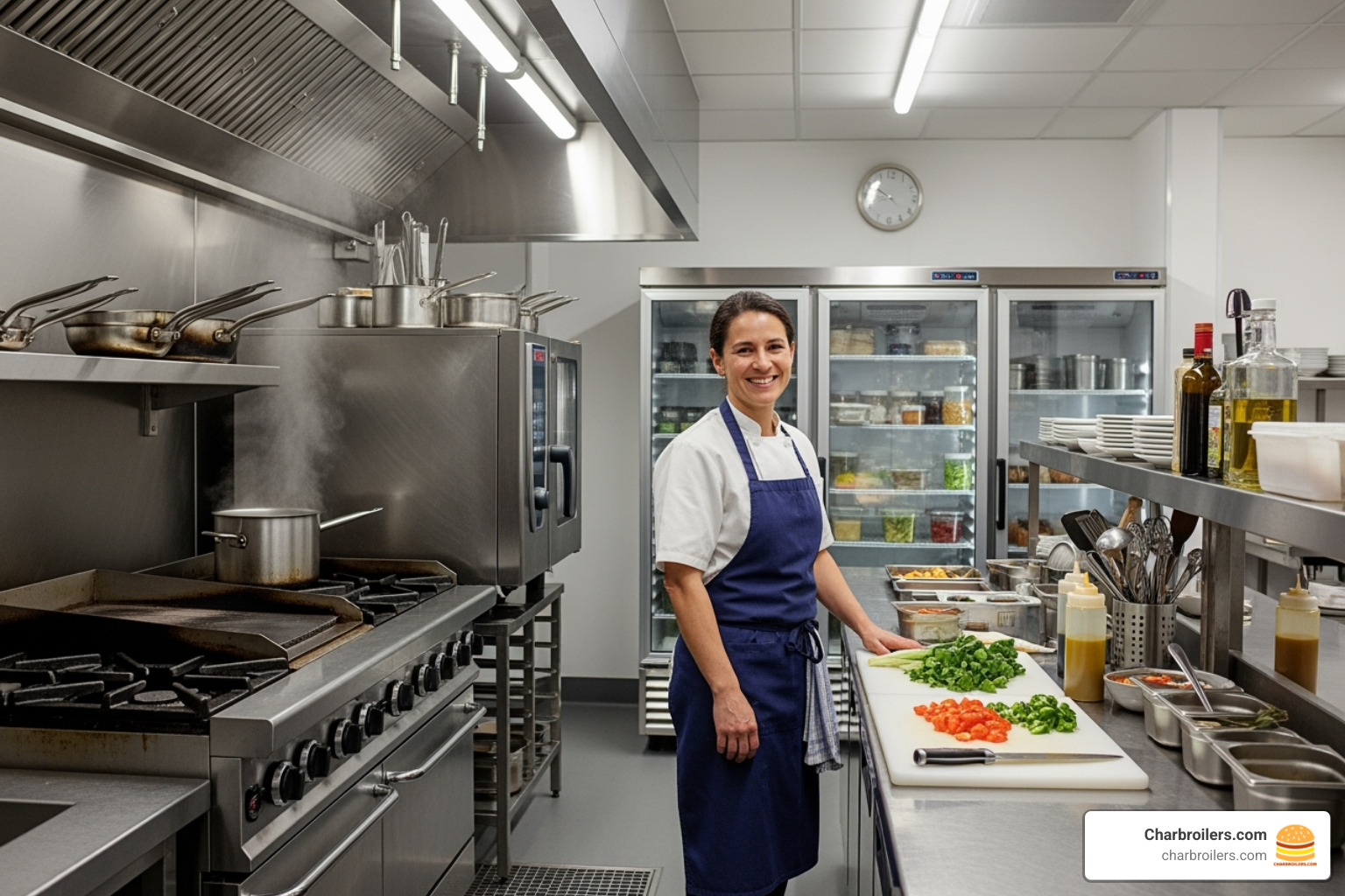 Satisfied restaurant owner in their well-equipped kitchen - commercial refrigerator price Satisfied restaurant owner in their well-equipped kitchen - commercial refrigerator price
