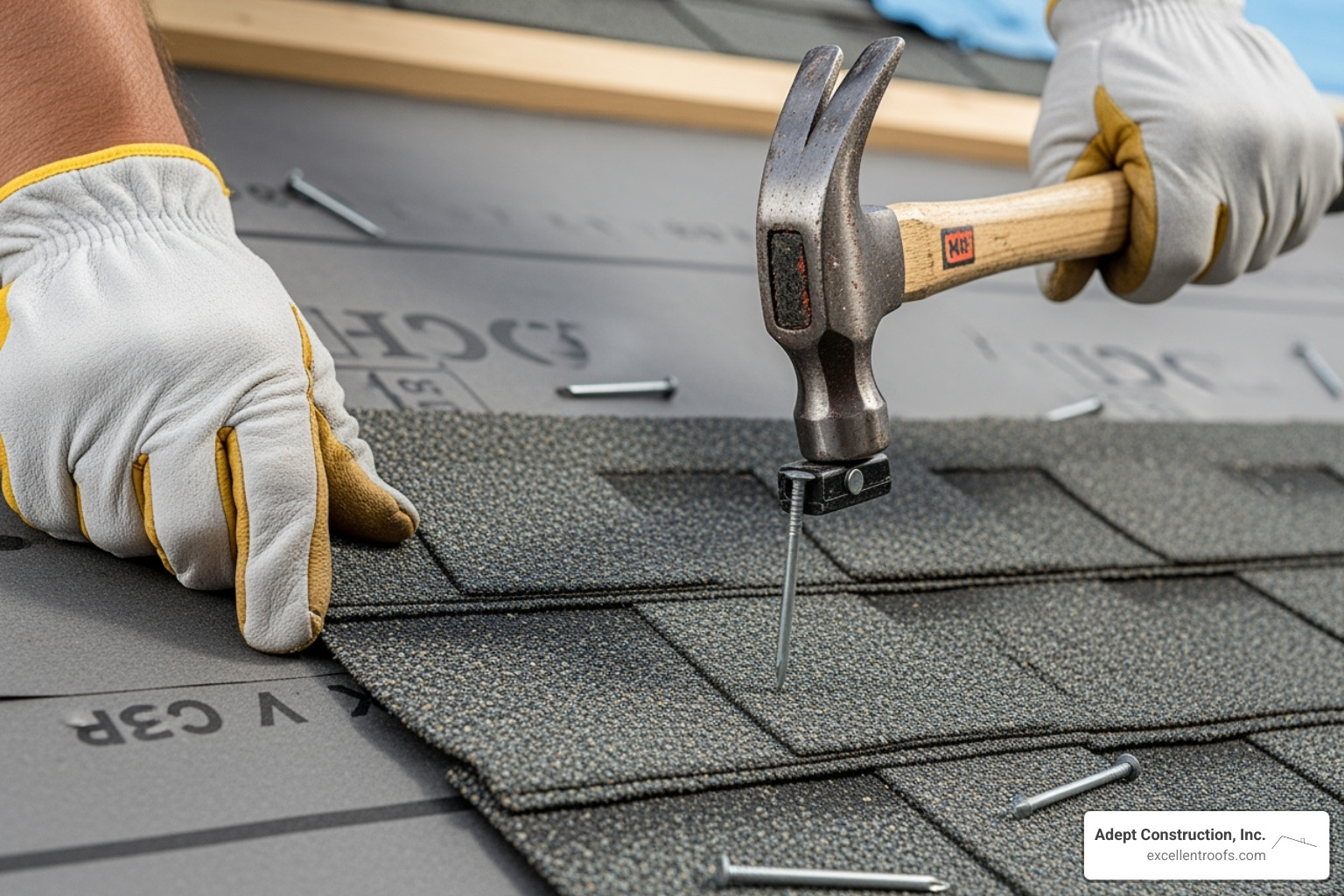 installing new roof shingle - asphalt shingle replacement