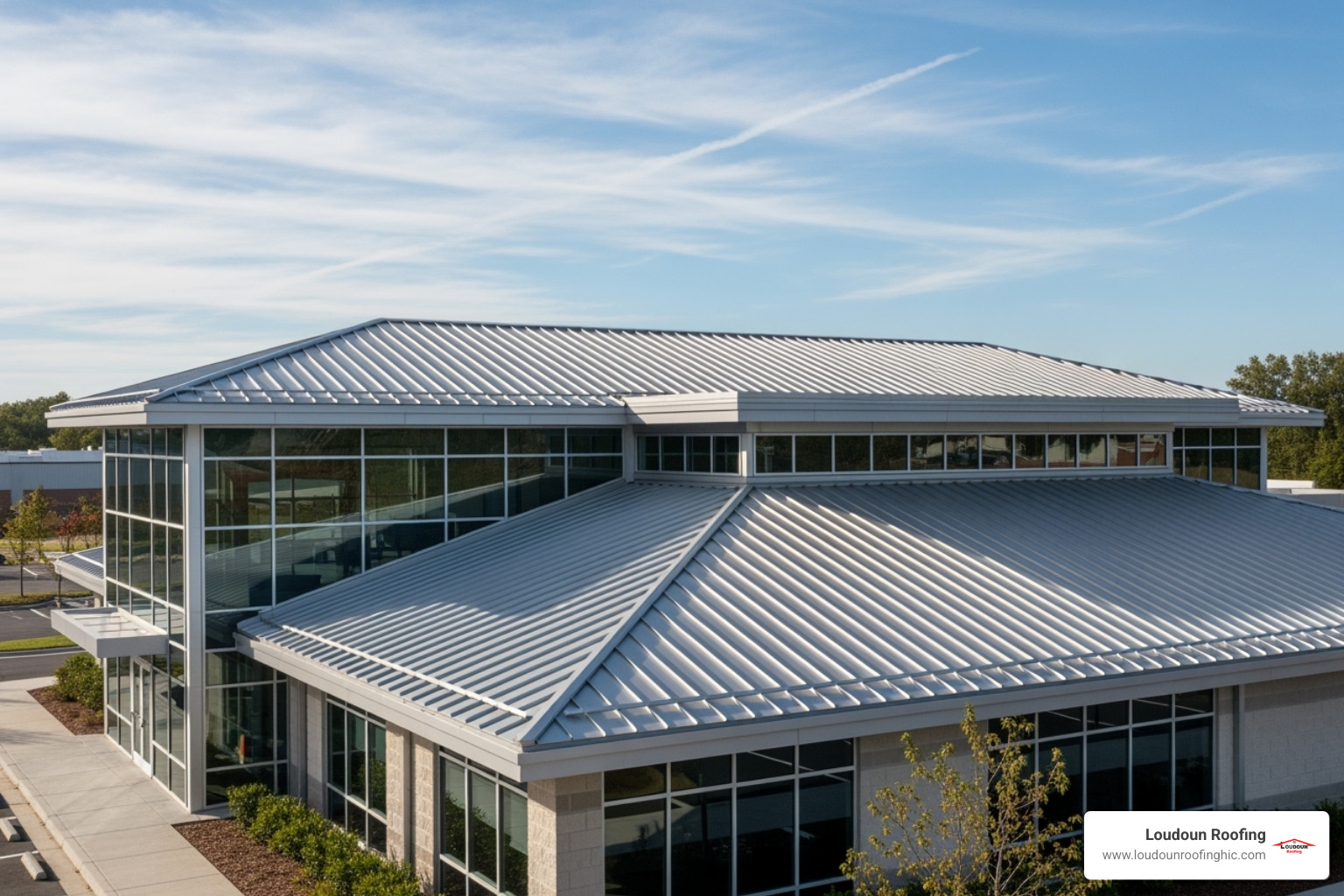 A commercial building with a standing seam metal roof - metal roofing contractor virginia
