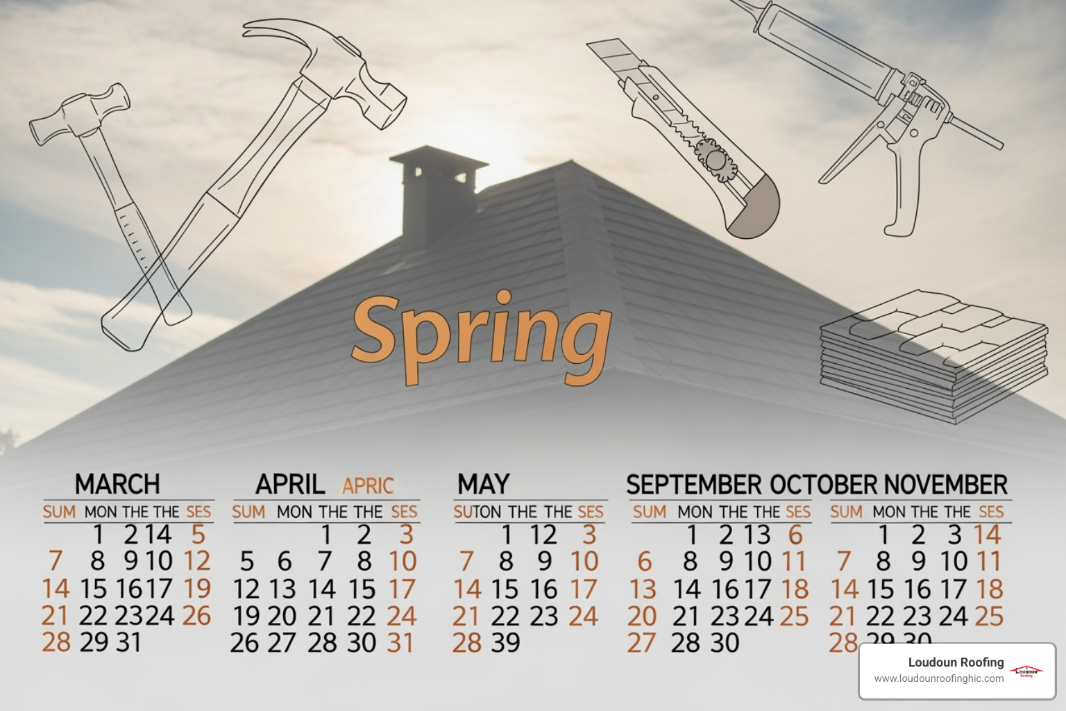 A calendar highlighting spring and fall seasons for roof inspections, emphasizing proactive maintenance - how often should you inspect your roof