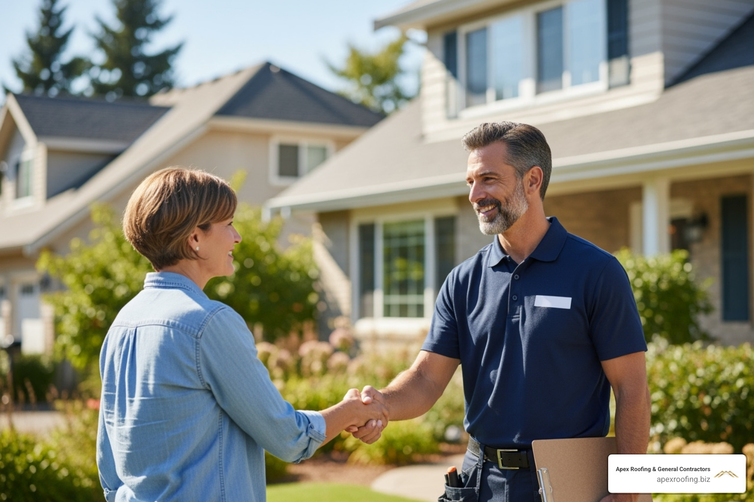 friendly roofing contractor shaking hands with a homeowner - asphalt roof installation cost san antonio friendly roofing contractor shaking hands with a homeowner - asphalt roof installation cost san antonio