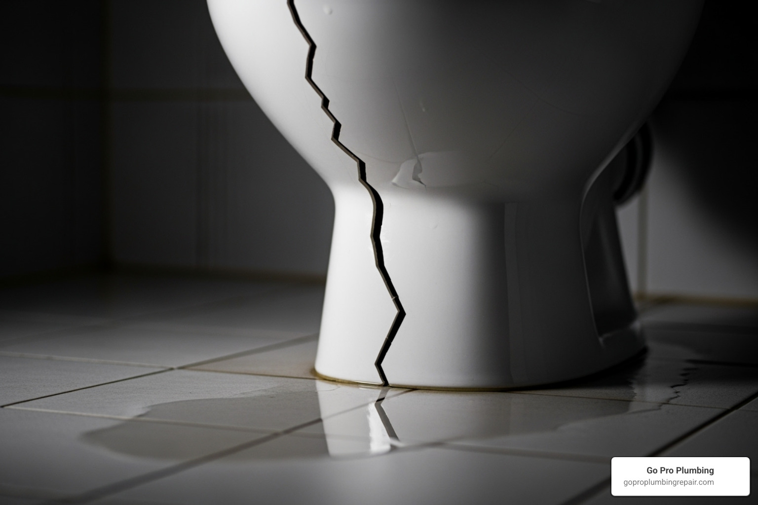 cracked toilet bowl with puddle - toilet replacement cost