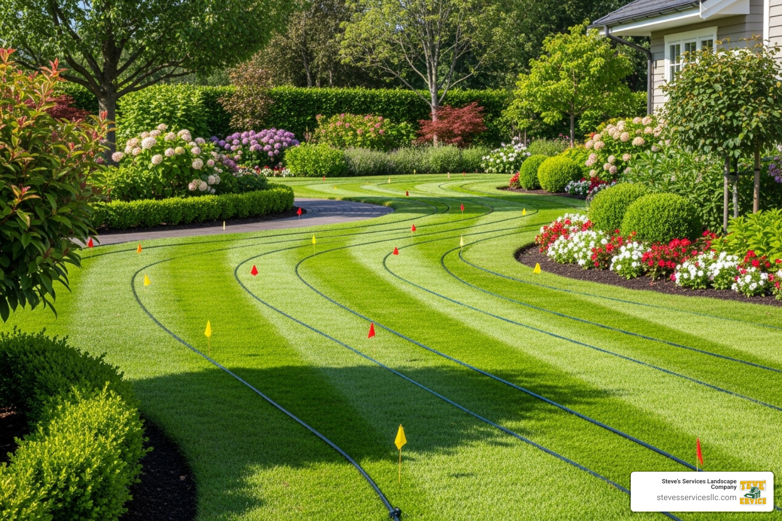 well-maintained irrigation system with clearly marked lines - repair irrigation tubing
