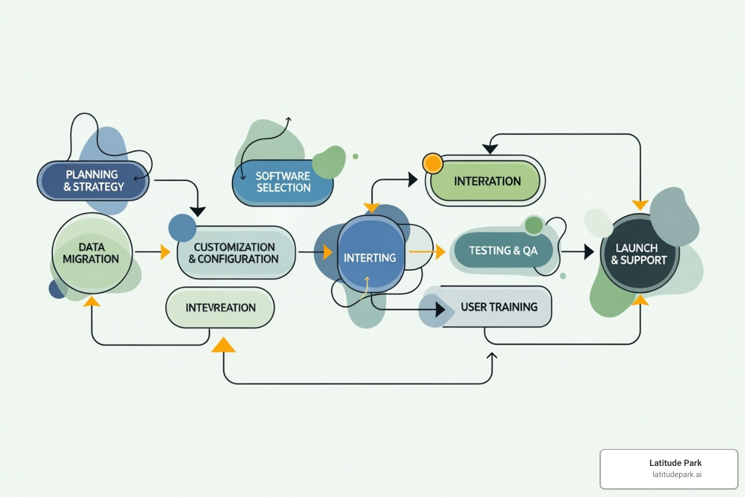 flowchart illustrating the steps of CRM implementation from planning to training - crm