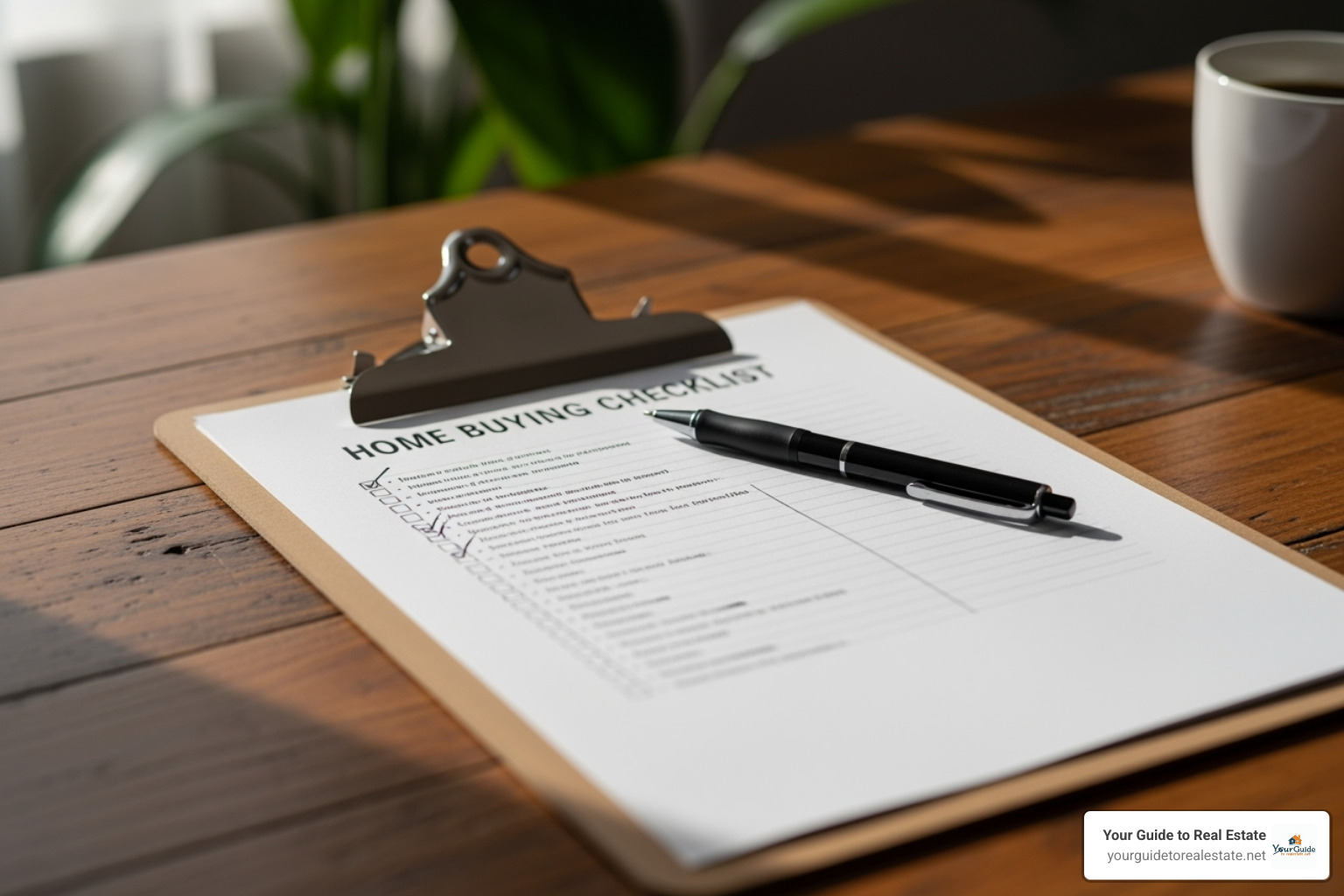 Home buying checklist on a clipboard with a pen - how to buy a house without a realtor