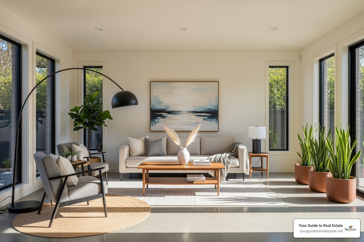 A beautifully staged home interior with modern furniture and natural light - sara realtor