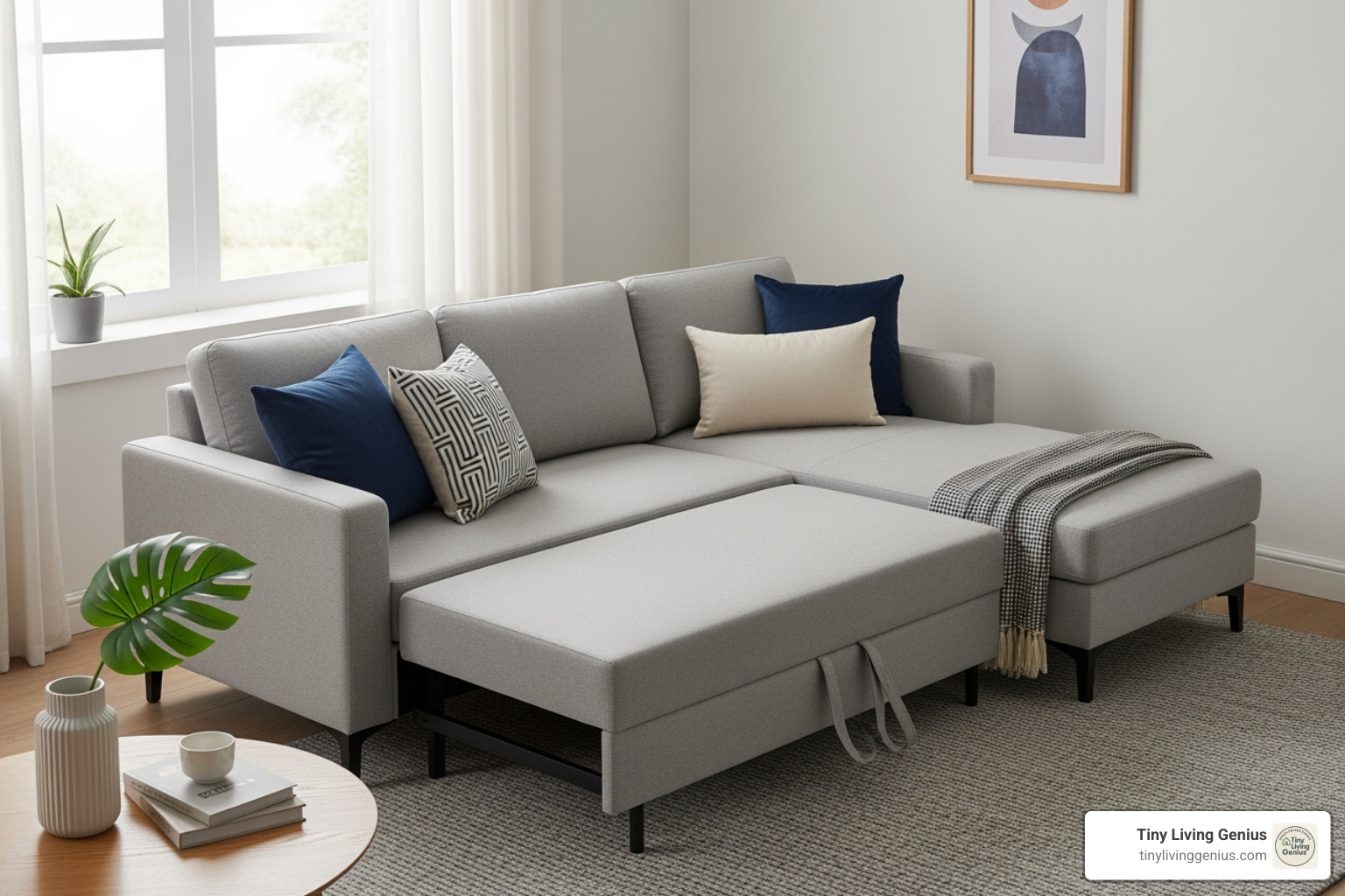 a compact sectional sofa with a reversible chaise - modern furniture for small spaces
