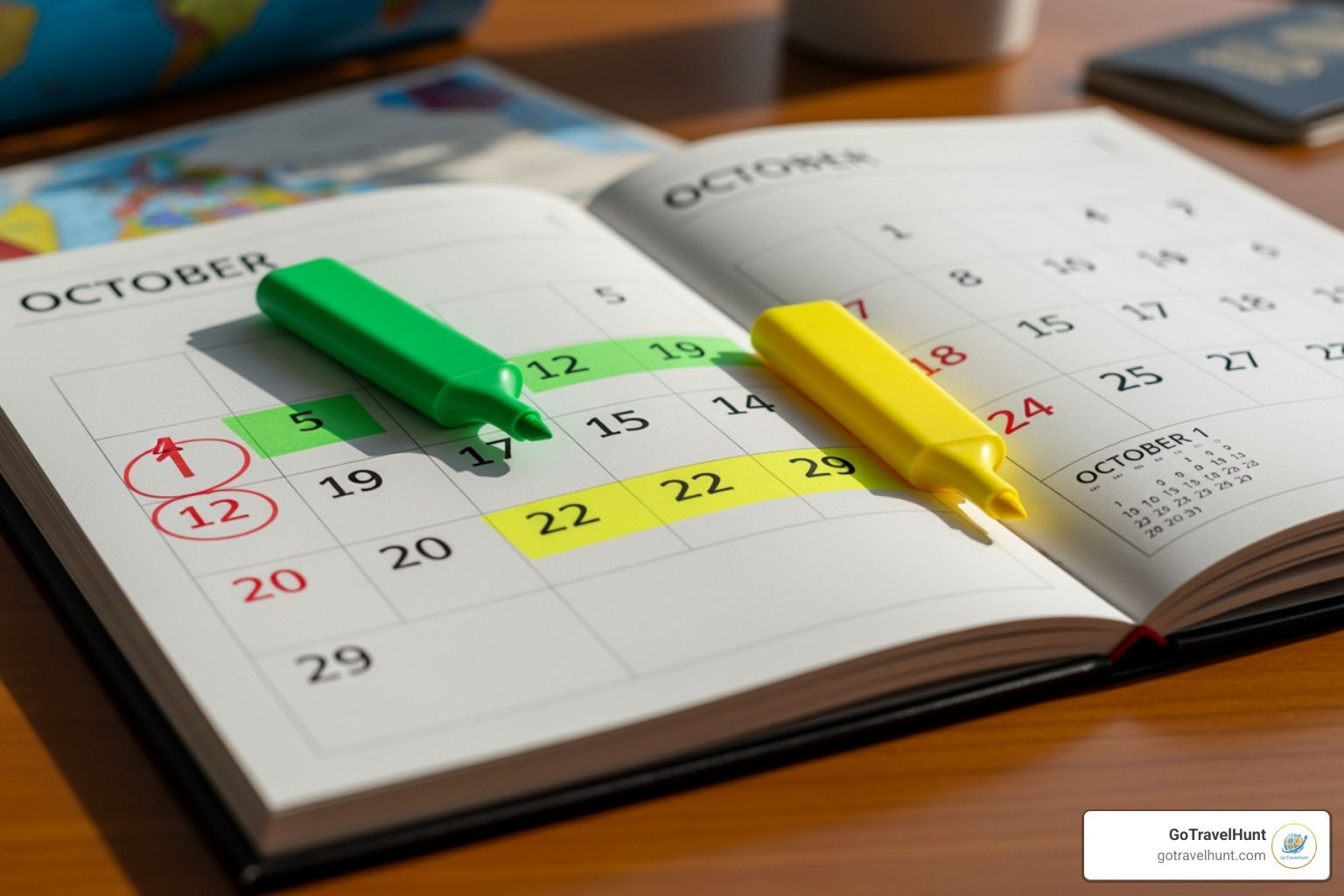 calendar with certain dates highlighted for cheap travel - cheap flight deals