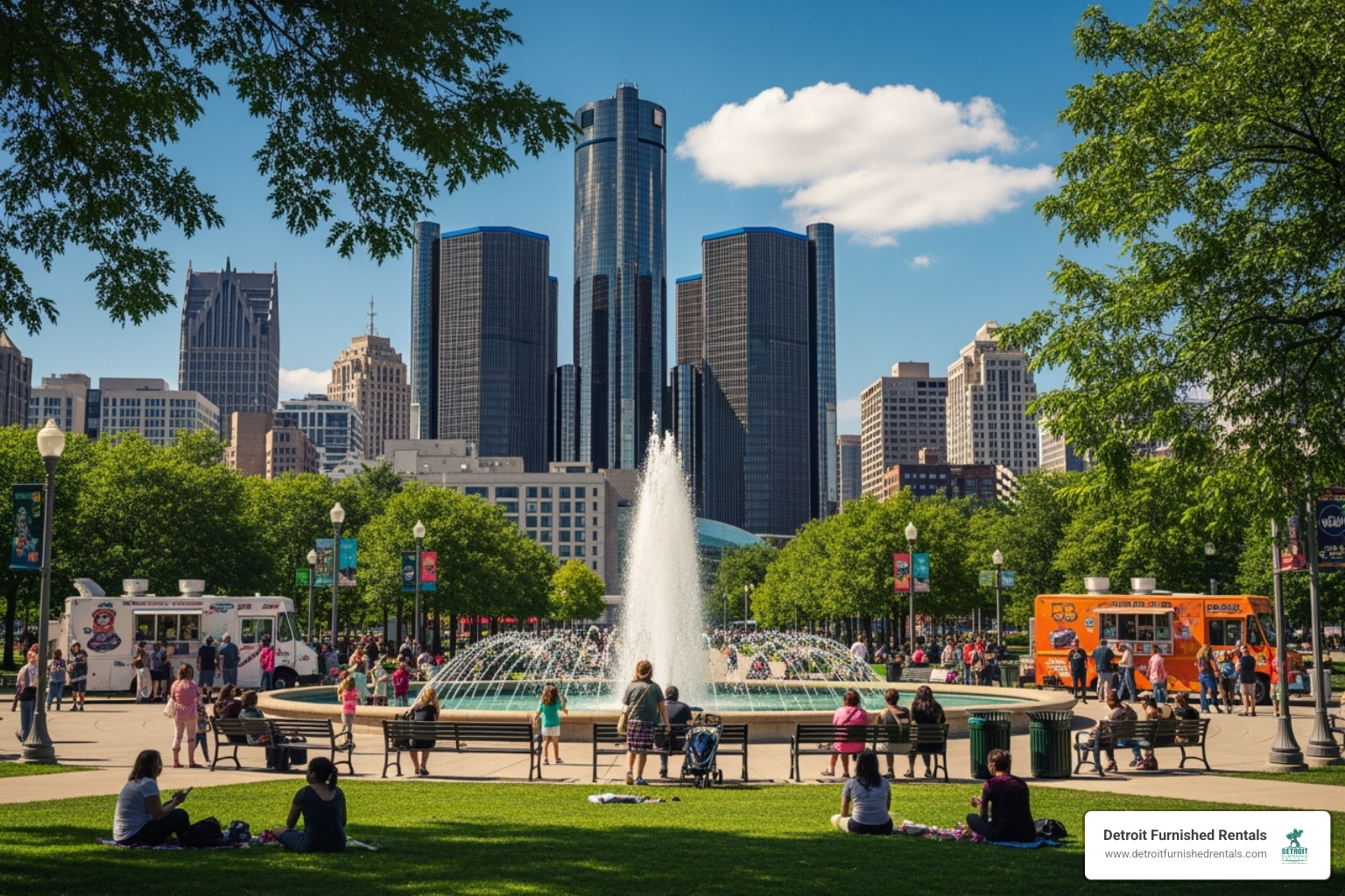 Campus Martius Park in Downtown Detroit - Furnished apartments for rent Detroit