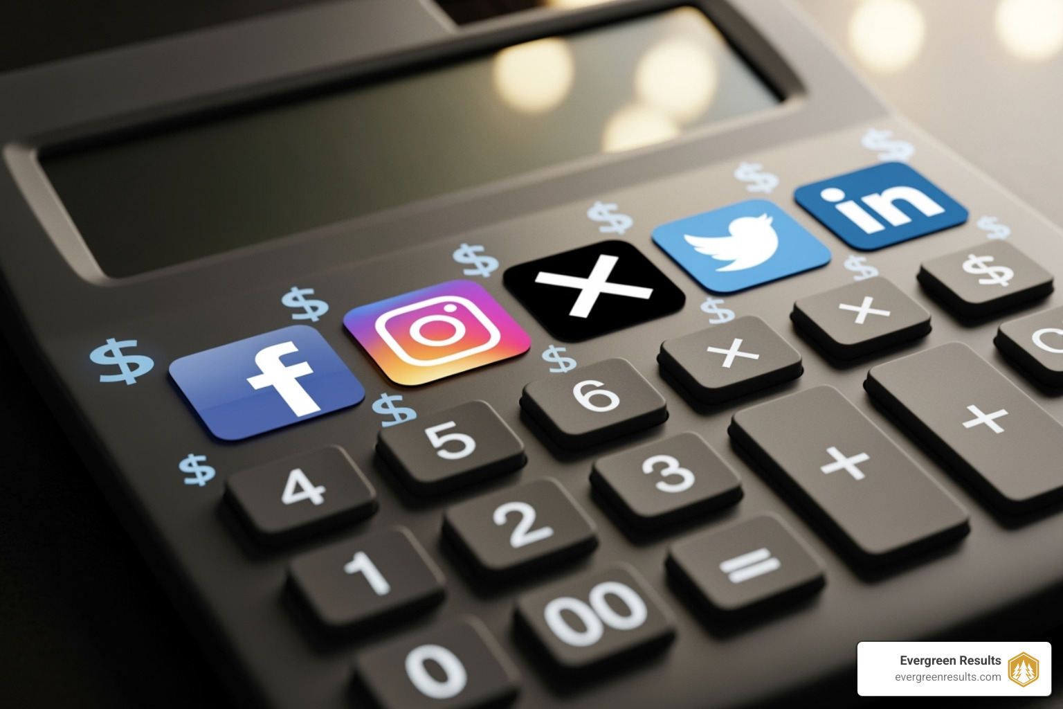 calculator with social media icons and dollar signs - how to prove social media roi