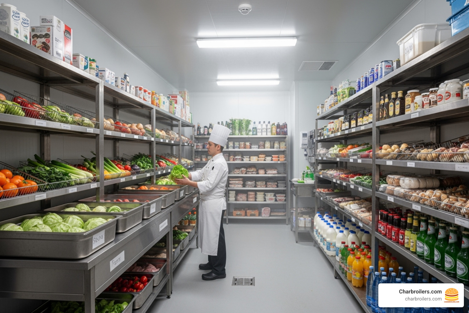 clean, organized walk-in cooler in use - walk in cooler installation