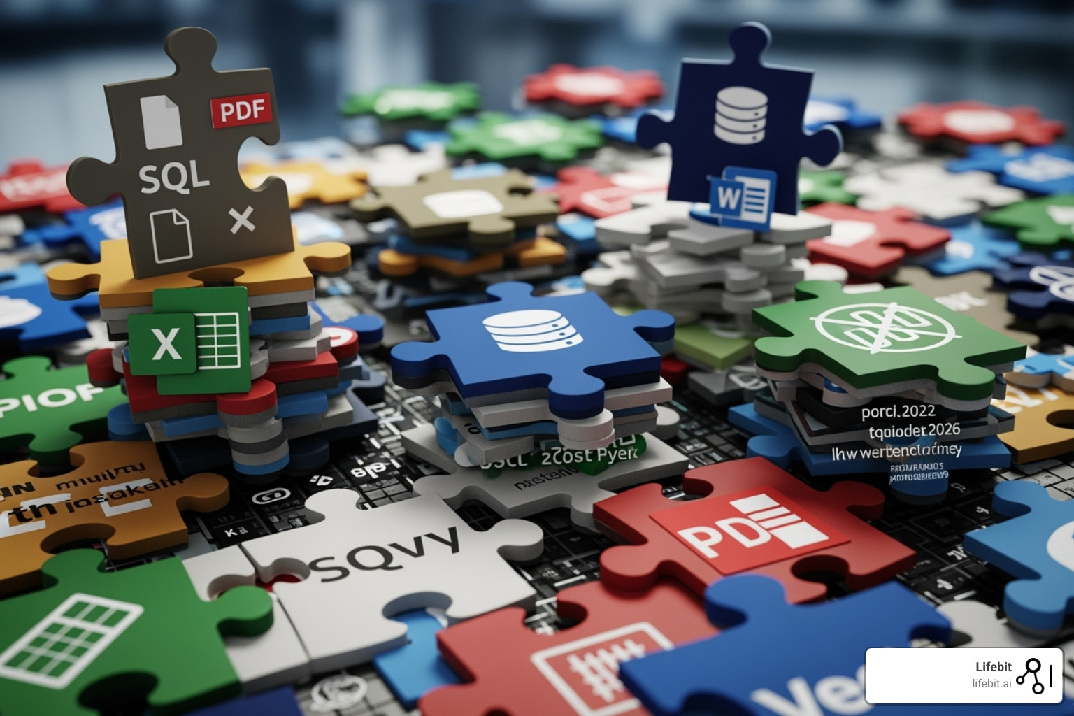 An image depicting various data roadblocks such as different file types, inconsistent naming conventions, and mismatched definitions, symbolizing challenges in data harmonization. - data harmonization techniques