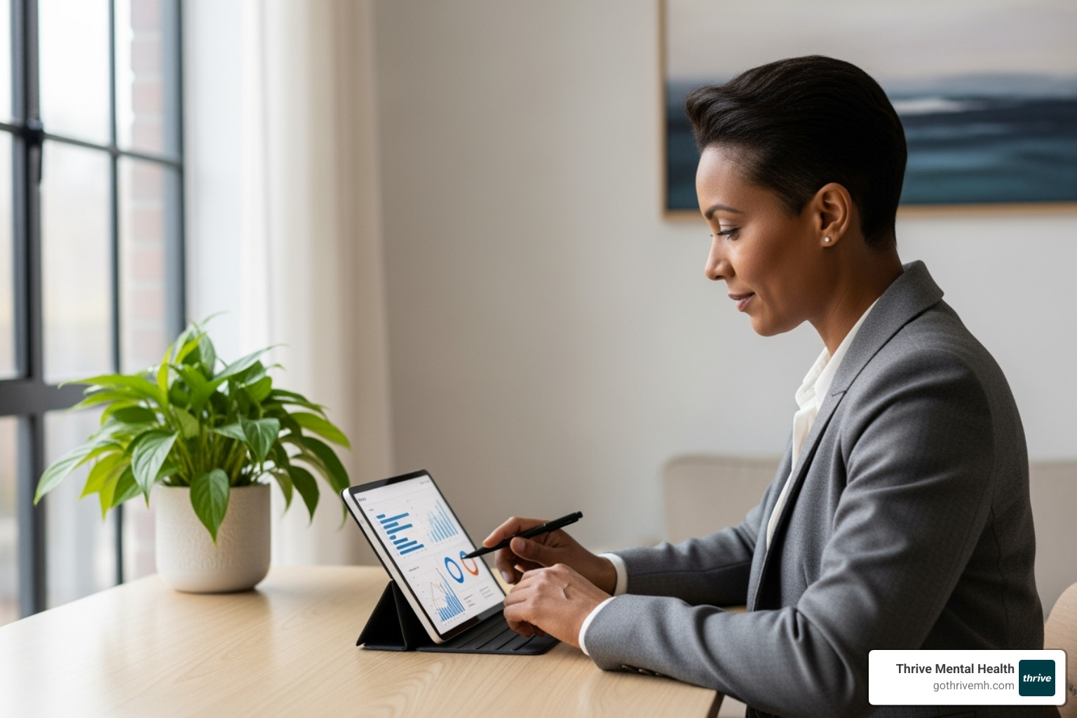 A person reviewing their insurance information on a tablet, emphasizing the importance of understanding coverage for virtual mental health services. - virtual group therapy sessions