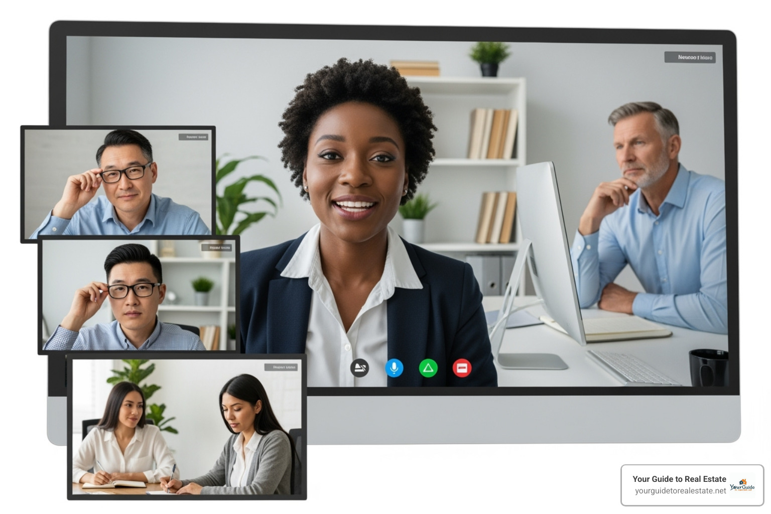 diverse group of agents collaborating on a video call - virtual real estate brokerage washington state