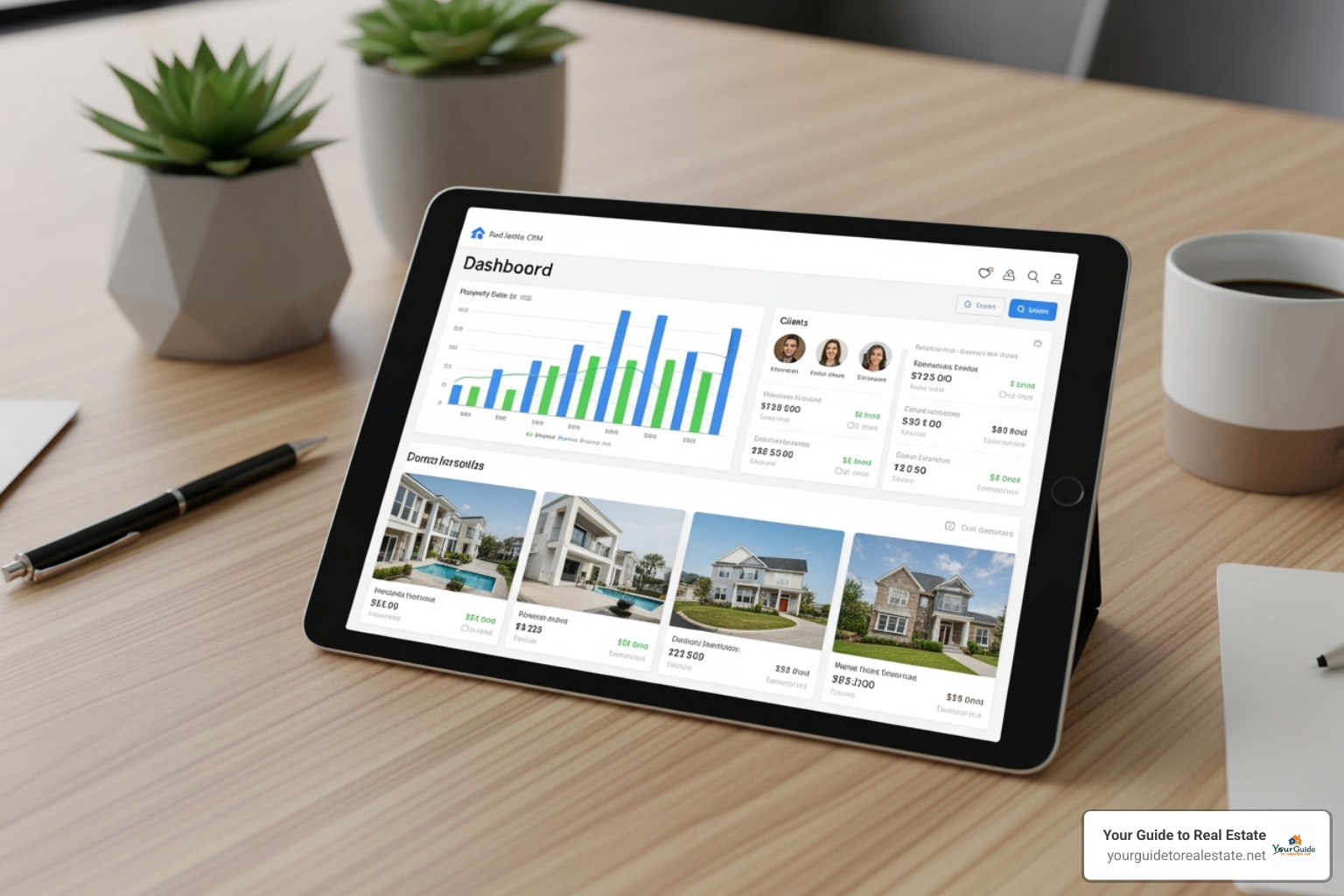 real estate CRM dashboard on a tablet - virtual real estate brokerage washington state