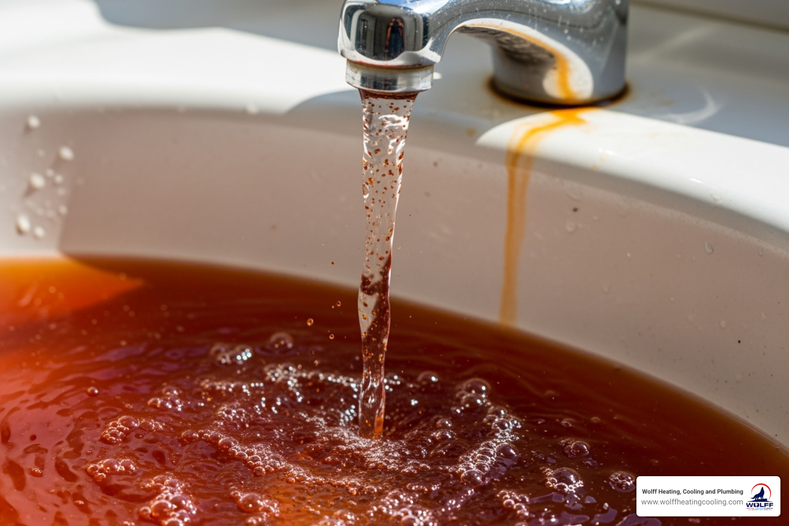 rust-colored water coming from a faucet - hot water heater repair albuquerque