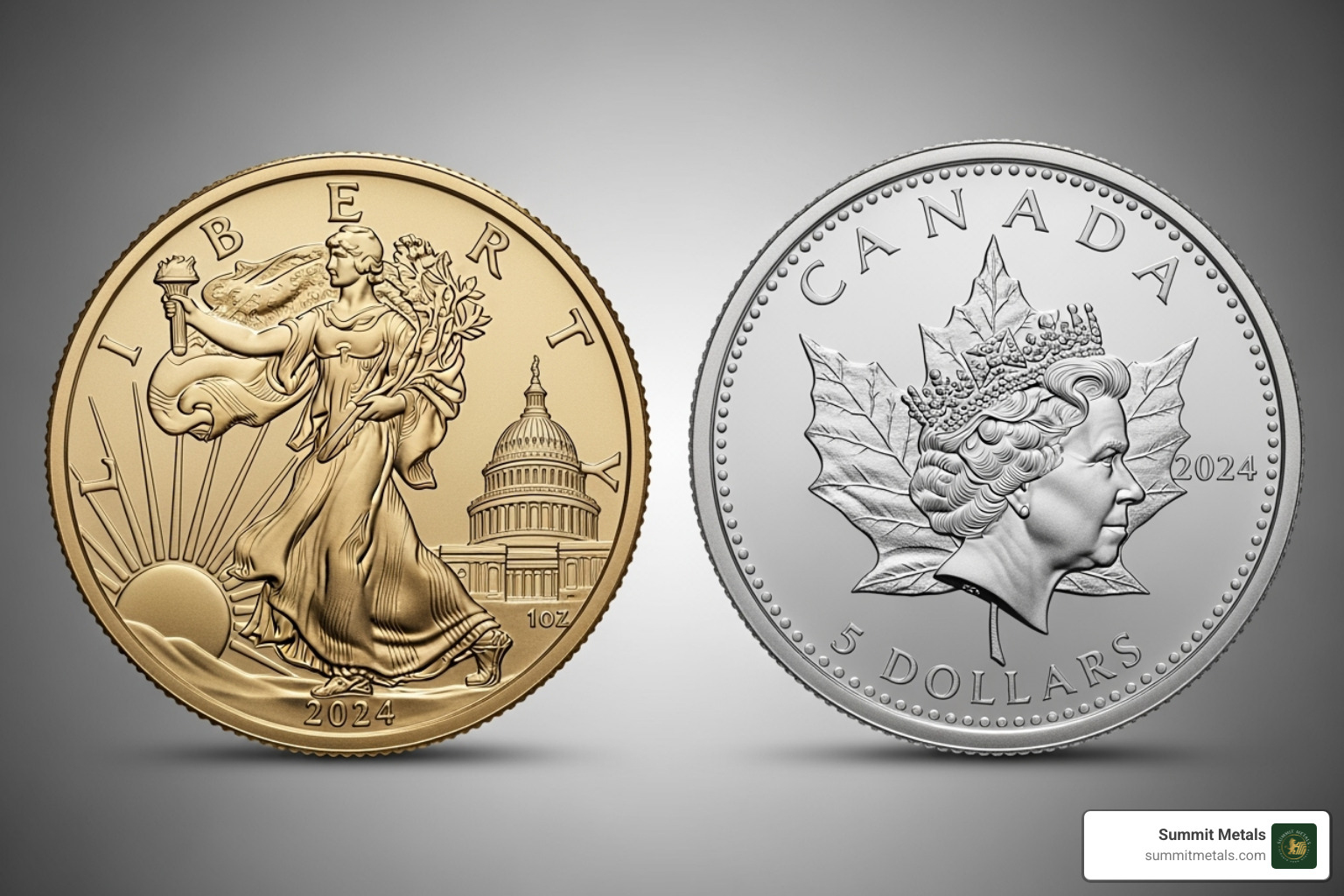 IRA-approved coins like the American Gold Eagle and Canadian Silver Maple Leaf - Precious metals retirement