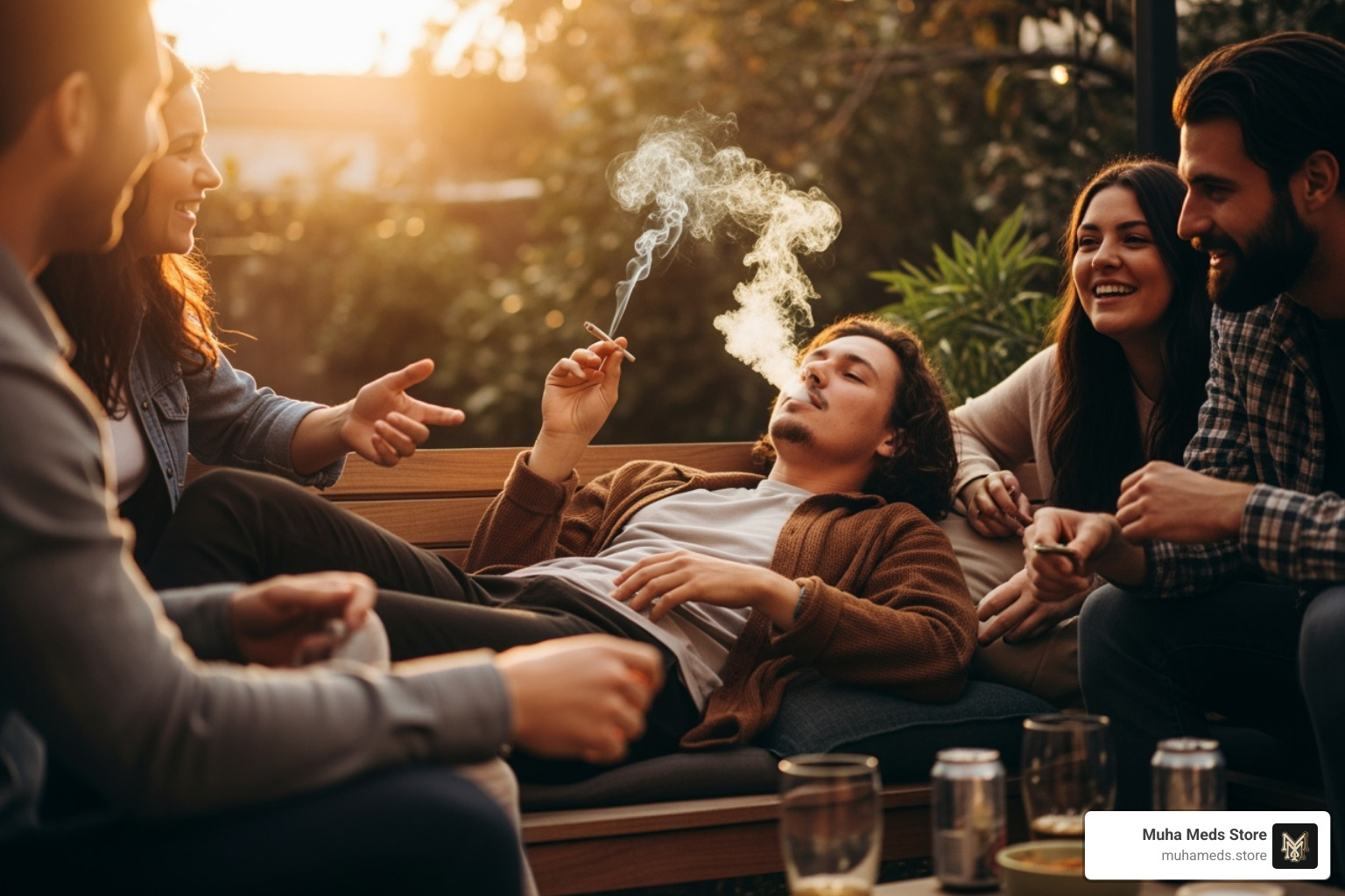 Person enjoying Packwood pre-roll in social setting - Packwood Pre-Roll – Gorilla Glue