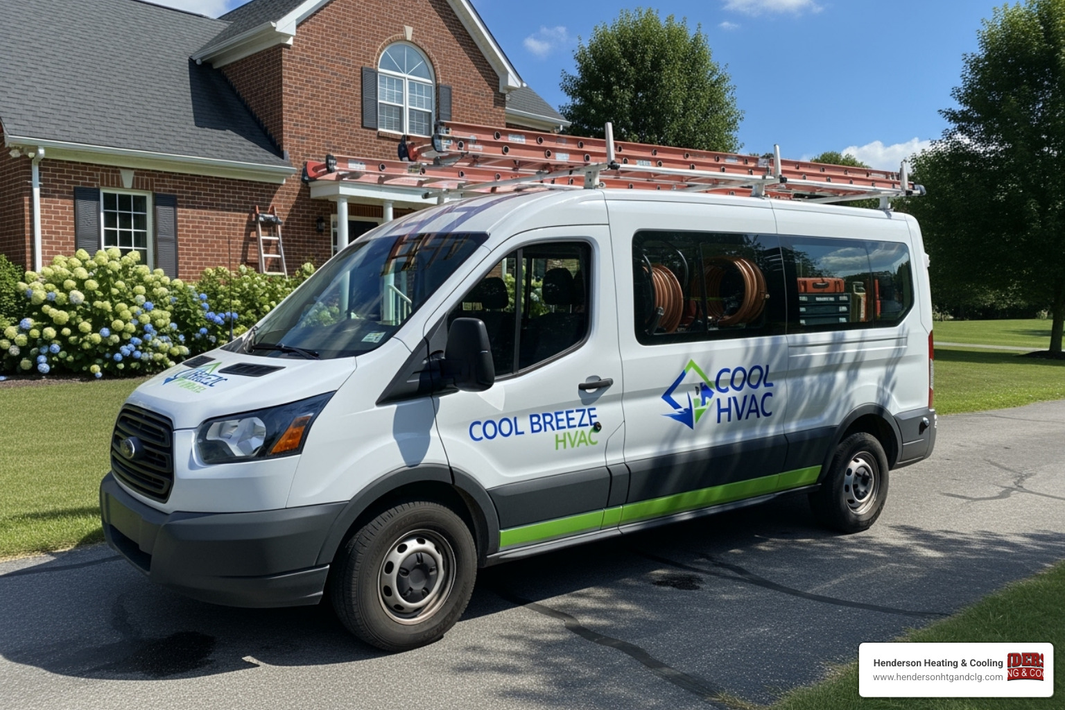 branded service van in a residential driveway - hvac maintenance lebanon mo