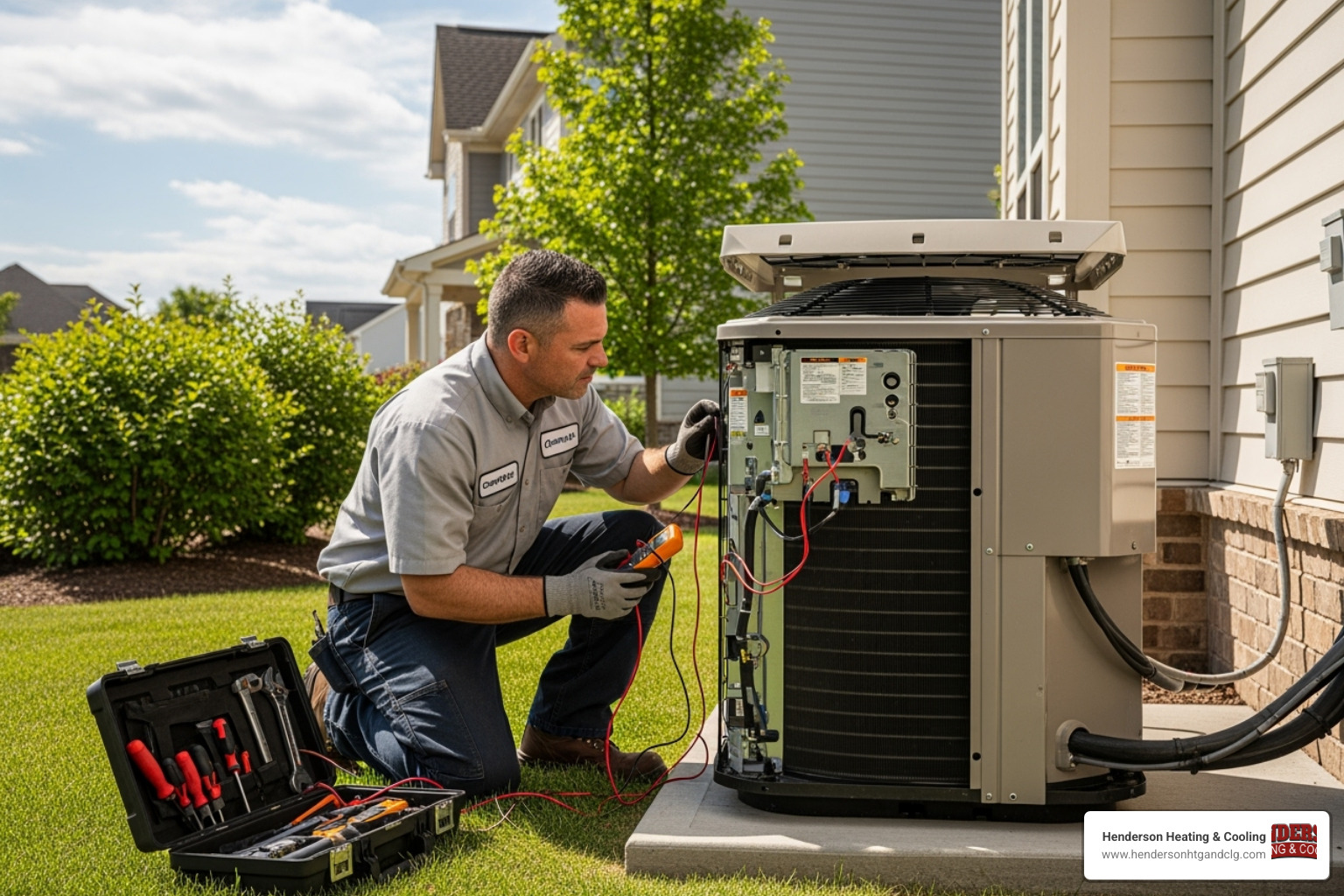 technician servicing an HVAC unit - hvac maintenance lebanon mo