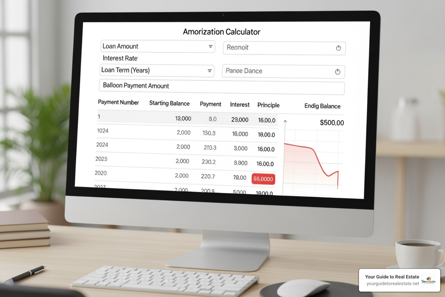 Chart illustrating loan term with large final payment versus traditional loan term - amortization calculator with balloon payment