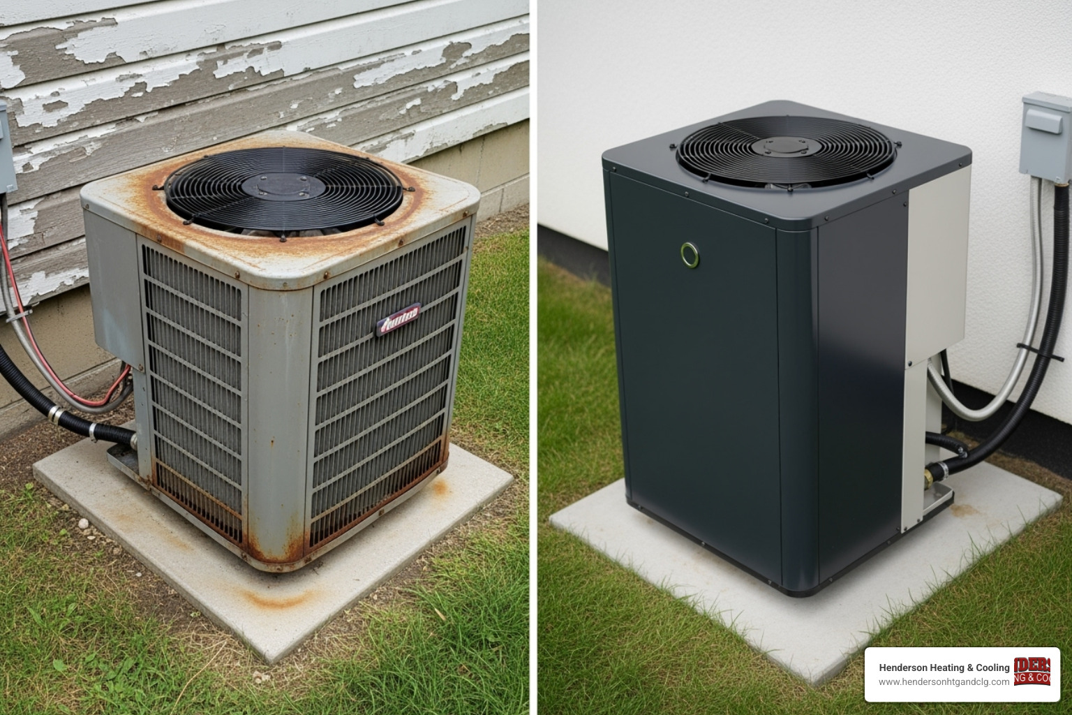 old inefficient HVAC unit vs new one - heat pump installation lebanon mo