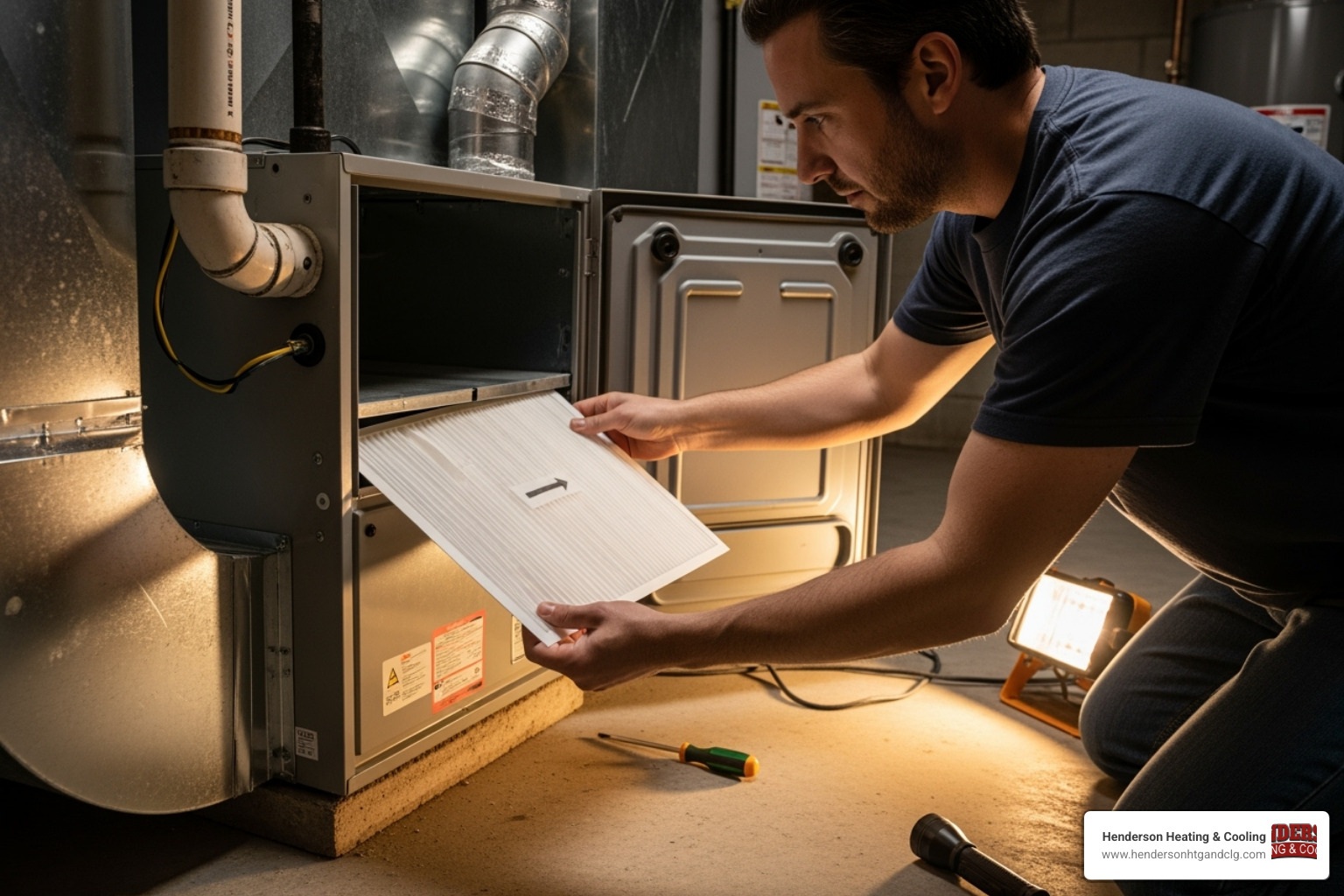 of a homeowner changing an air filter - ac unit maintenance lebanon mo