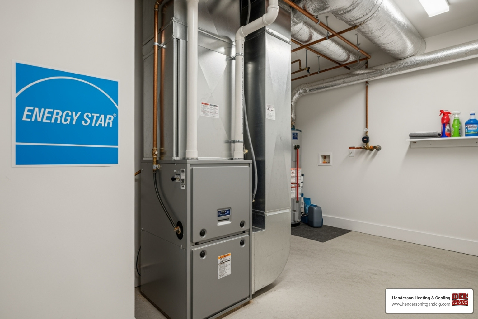 ENERGY STAR logo next to a modern furnace - furnace replacement lebanon mo