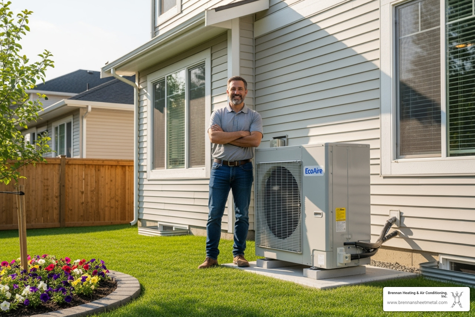 happy homeowner with new heat pump - heat pump installation jacksonville il