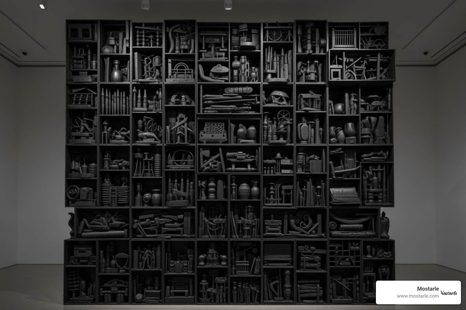 A large-scale assemblage artwork by Louise Nevelson - Found object sculptures