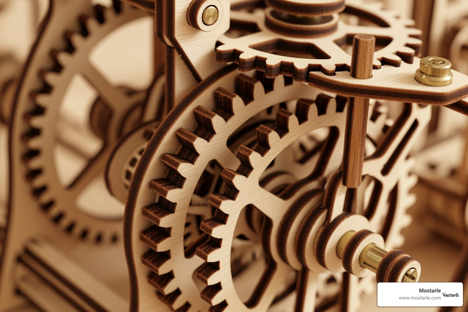 Close-up shot of the intricate wooden gears inside a Vitascope model - vitascope mechanical gear Close-up shot of the intricate wooden gears inside a Vitascope model - vitascope mechanical gear