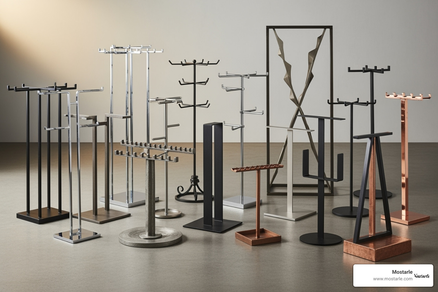 collection of different metal display stands - Metal art display collection of different metal display stands - Metal art display