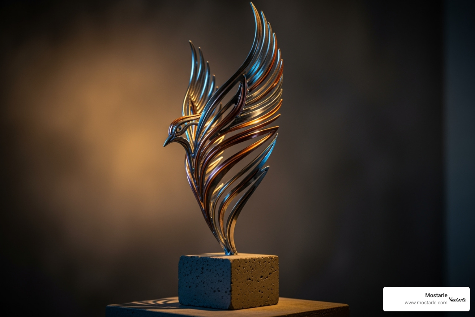 well-lit metal art piece - Metal art display well-lit metal art piece - Metal art display