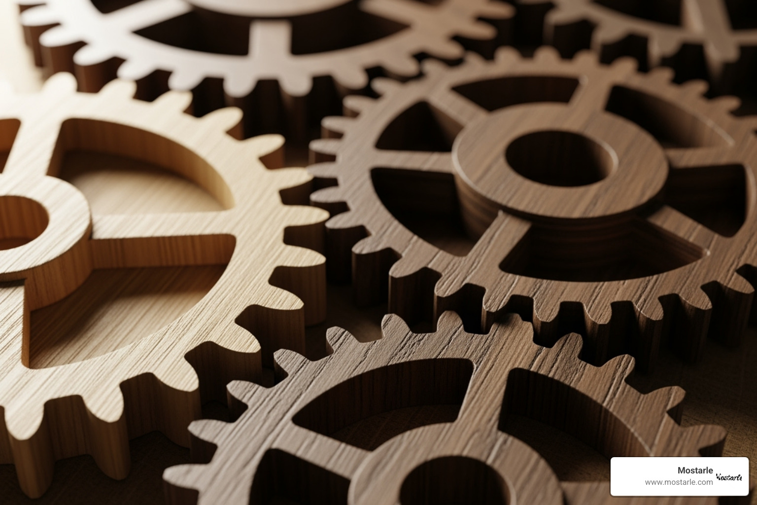 close-up shot showing intricate wooden gears interlocking - mechanical gears 3d wooden puzzle close-up shot showing intricate wooden gears interlocking - mechanical gears 3d wooden puzzle