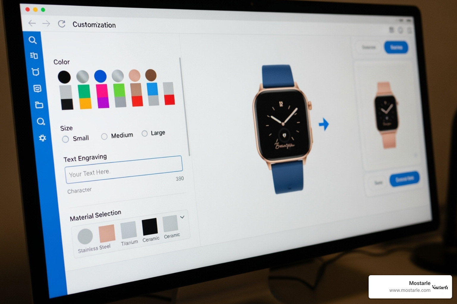 user interface showing customization options for a product - personalized adult gifts