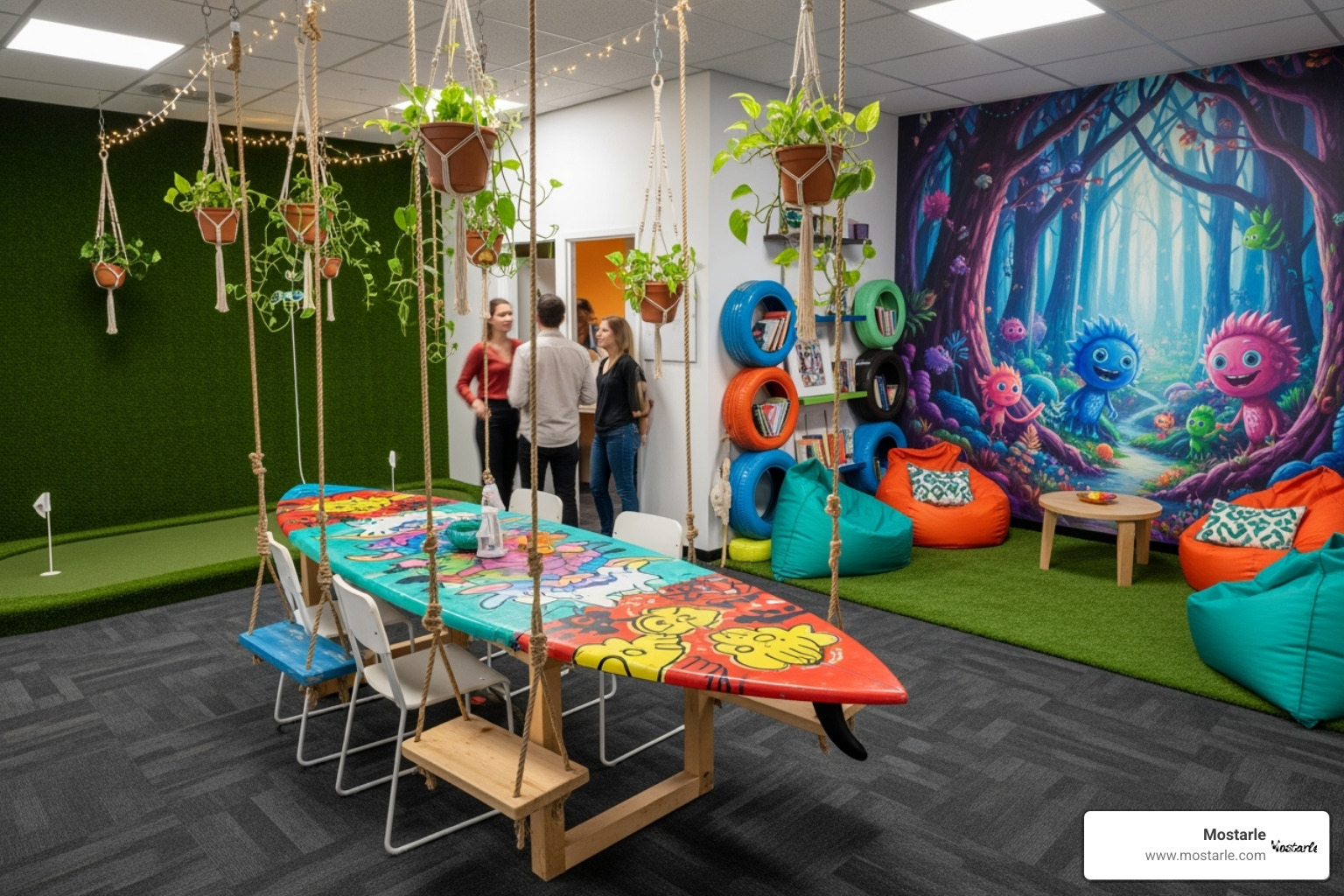 well-decorated cubicle using DIY elements - unusual office decor