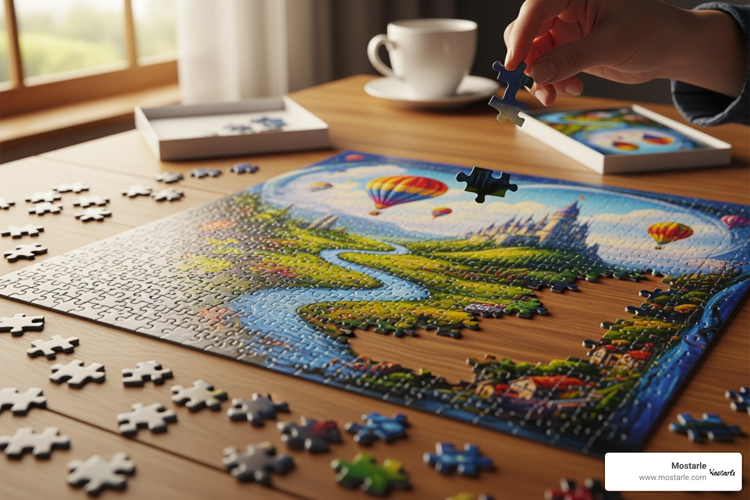 vibrant and complex 1000-piece jigsaw puzzle partially completed - puzzle gifts
