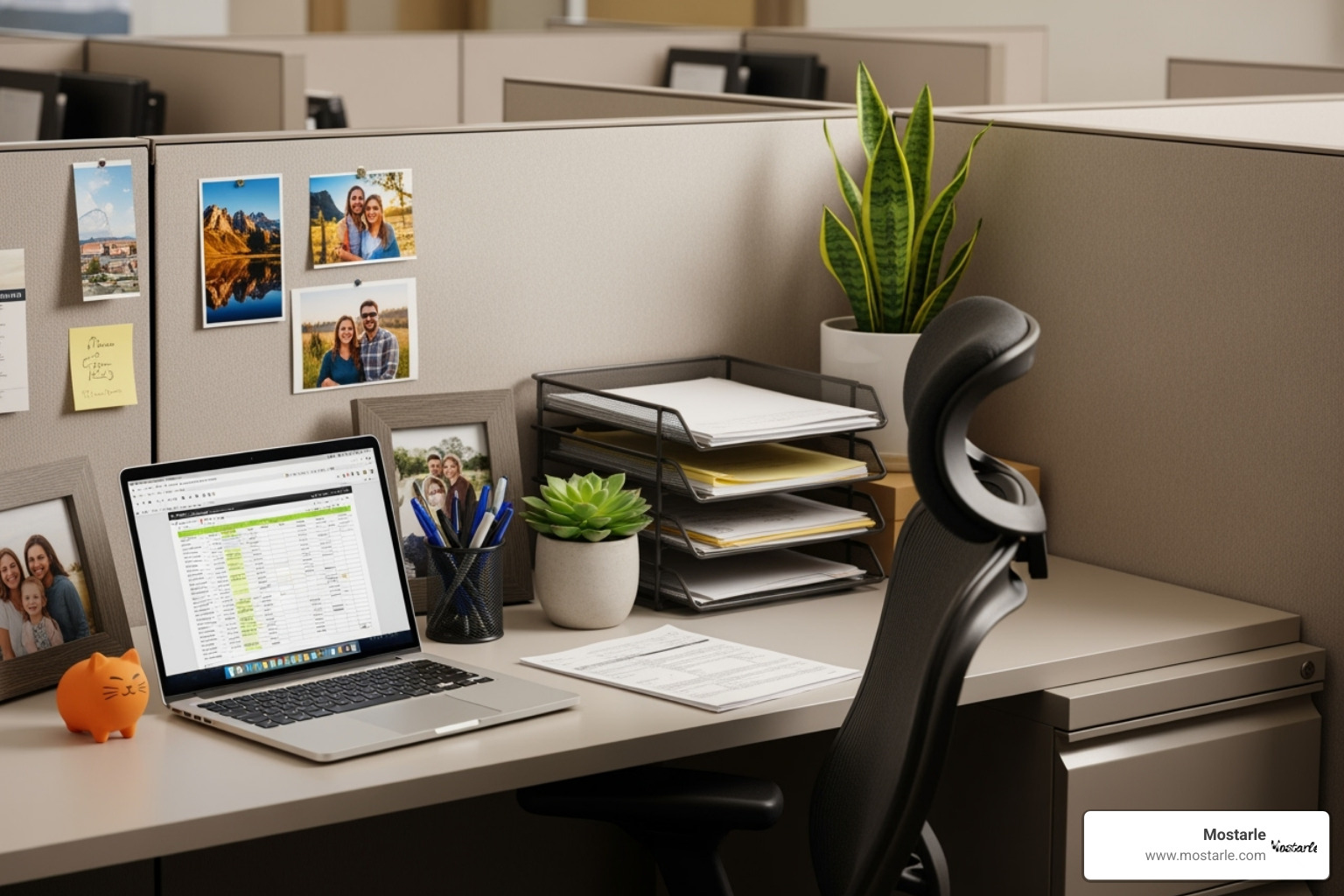 A personalized and organized corporate cubicle space - Unique office decor A personalized and organized corporate cubicle space - Unique office decor