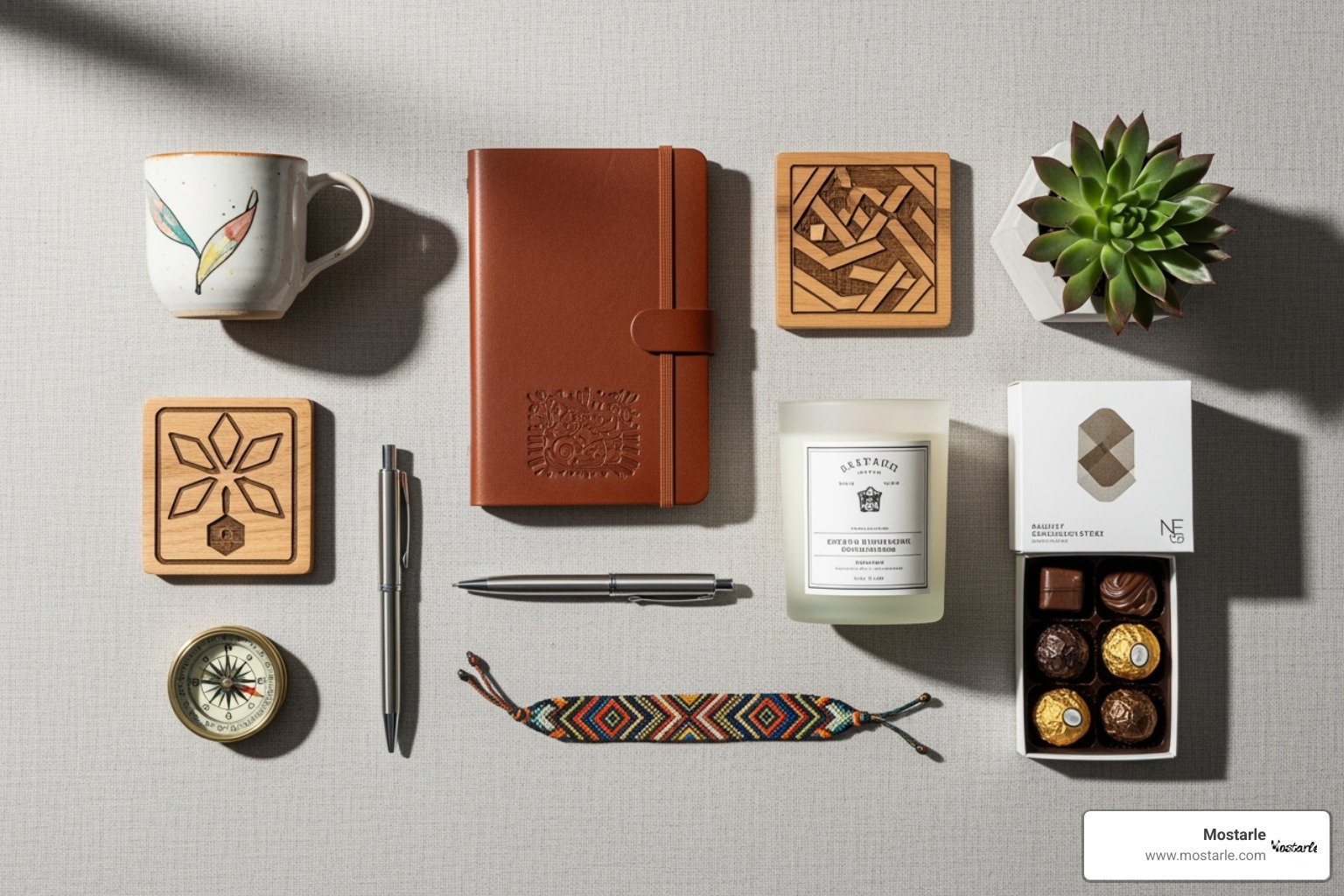 flat lay of unique gift items - interesting gifts for women