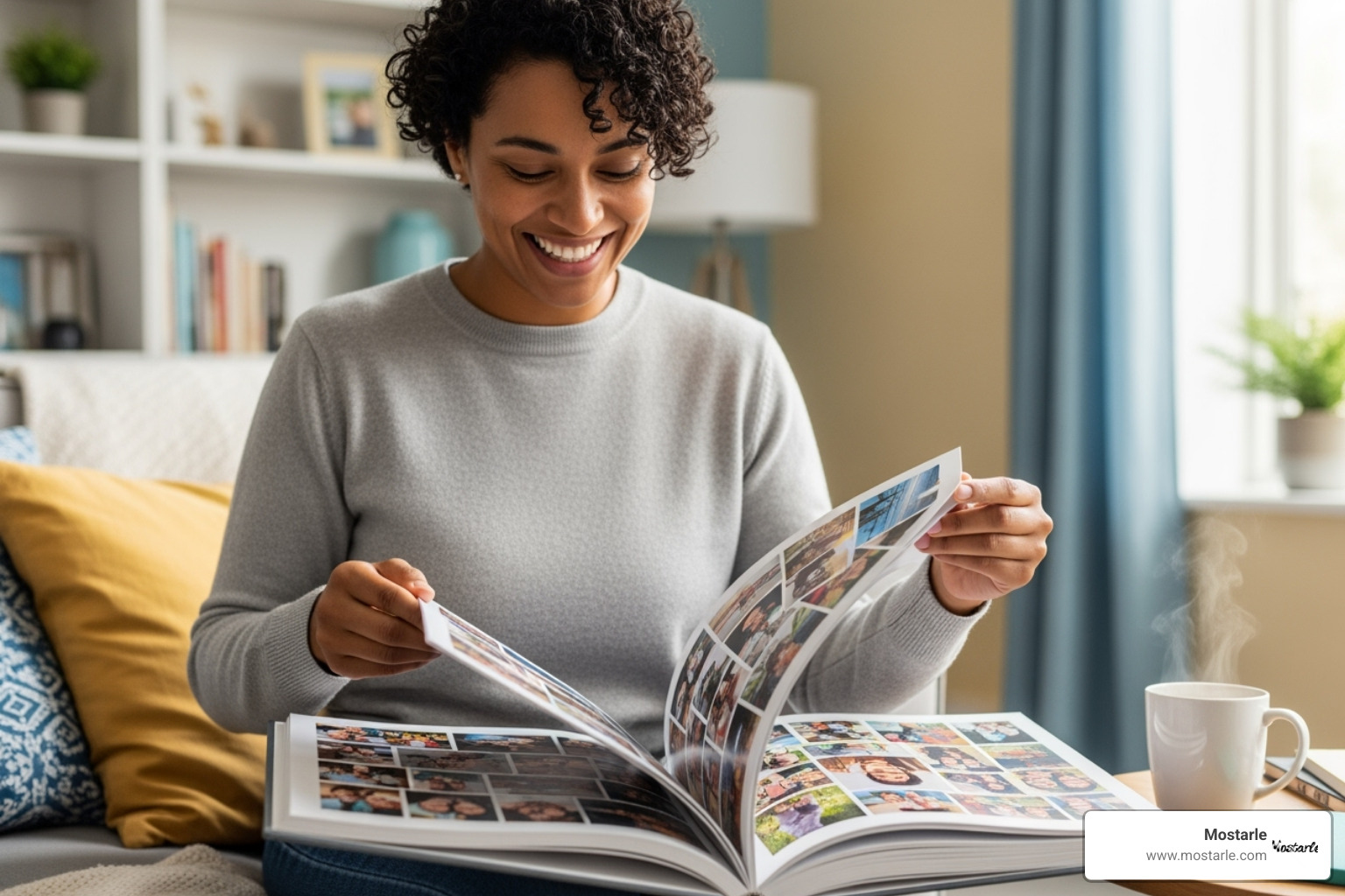 a person happily receiving a personalized gift like a custom photo book - cool cheap christmas gifts a person happily receiving a personalized gift like a custom photo book - cool cheap christmas gifts