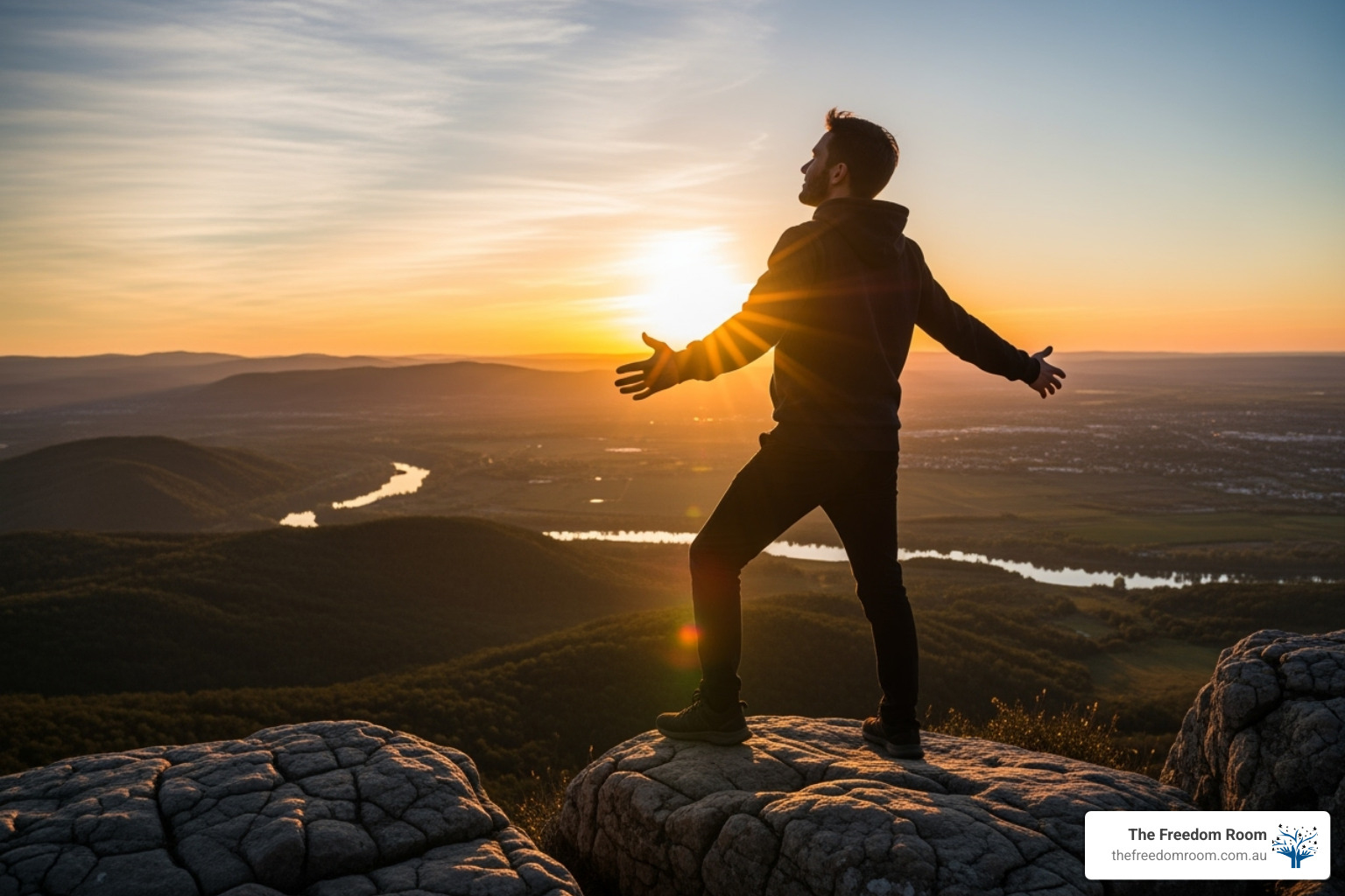 A person looking confidently towards a bright future, symbolizing personal growth - individual therapy sessions