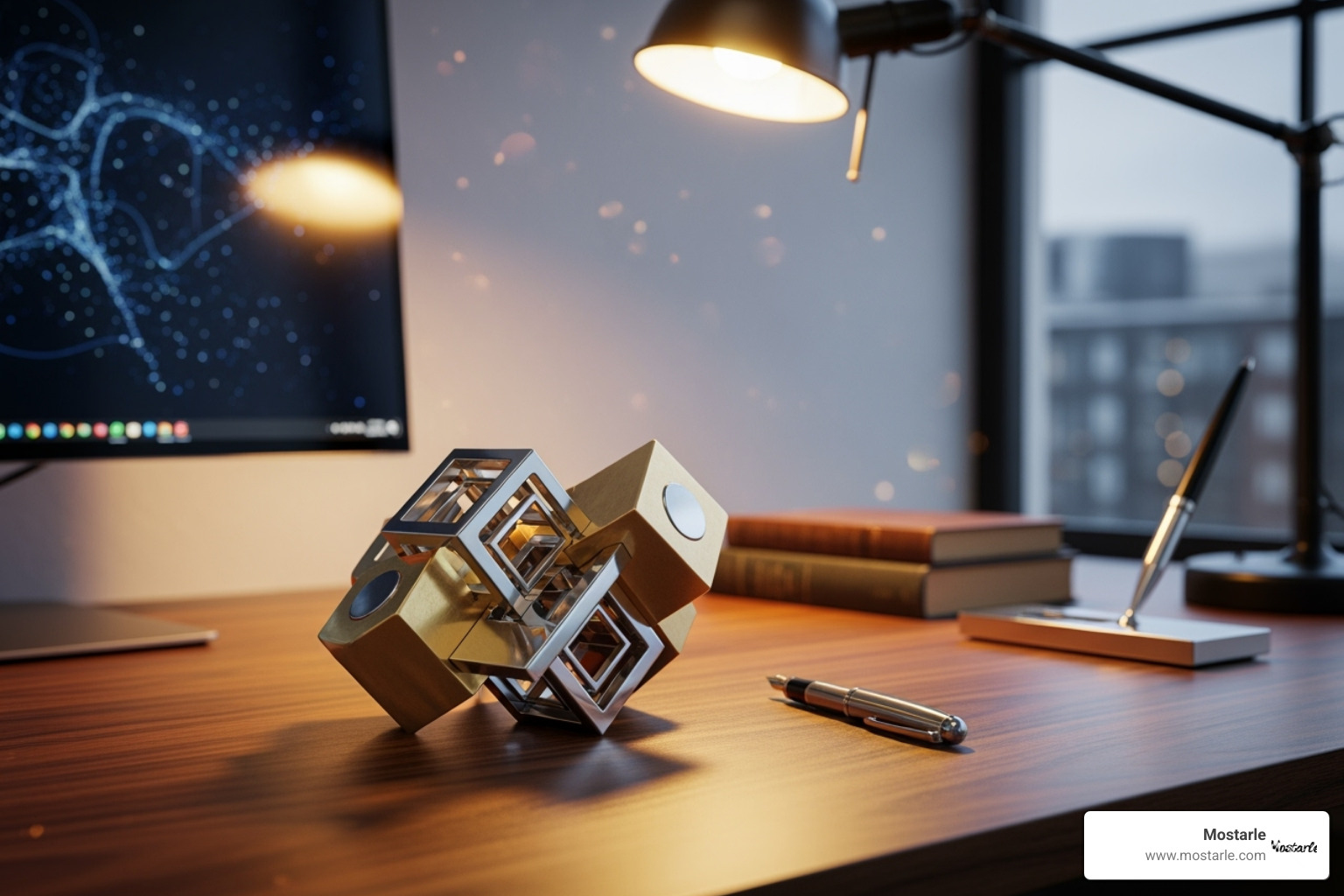 Un neate puzzle de metal Mostarle como objeto decorativo en un escritorio de oficina, añadiendo un toque intelectual y estético - Juegos de ingenio metal Un neate puzzle de metal Mostarle como objeto decorativo en un escritorio de oficina, añadiendo un toque intelectual y estético - Juegos de ingenio metal