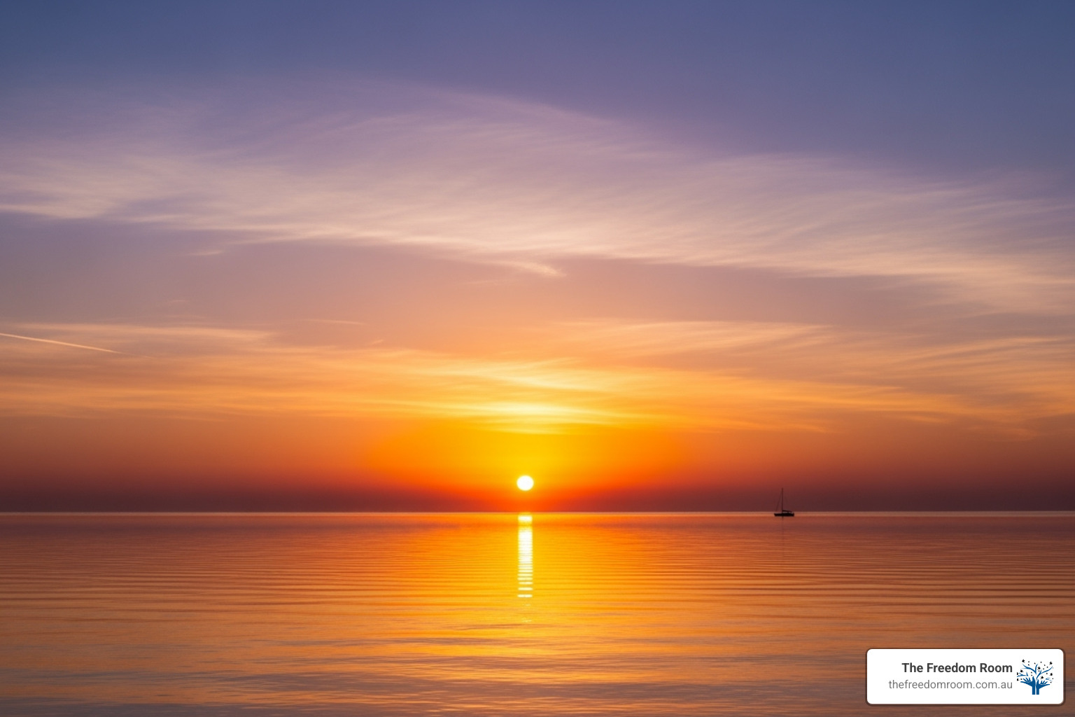 Peaceful sunset over calm water symbolizing the emotional tranquility achieved through self-acceptance and healing promoted by empathy based therapy. Peaceful sunset over calm water symbolizing the emotional tranquility achieved through self-acceptance and healing promoted by empathy based therapy.