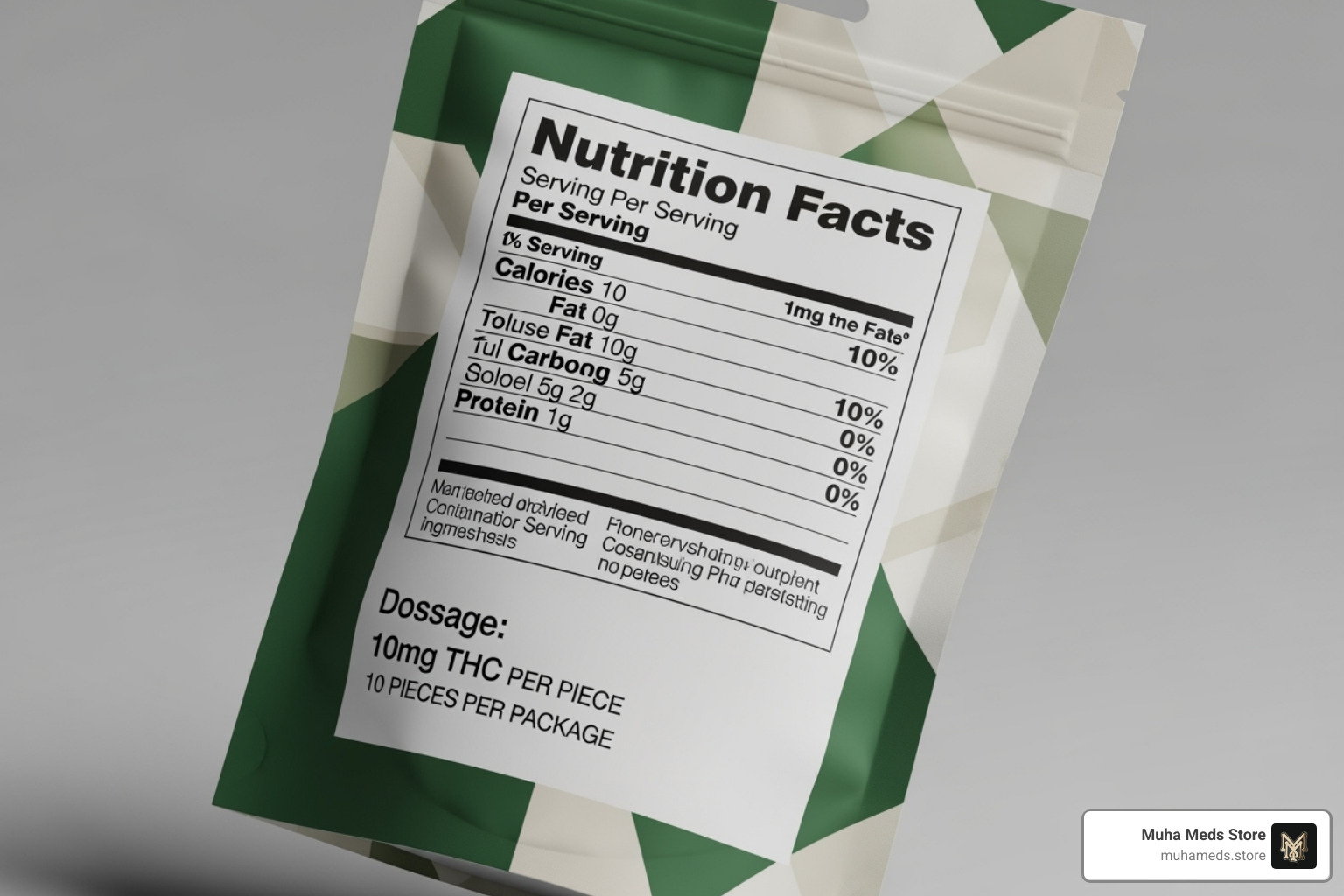 A cannabis edible package with the nutrition and dosage label clearly visible, emphasizing safe and responsible consumption - buy cannabis edibles