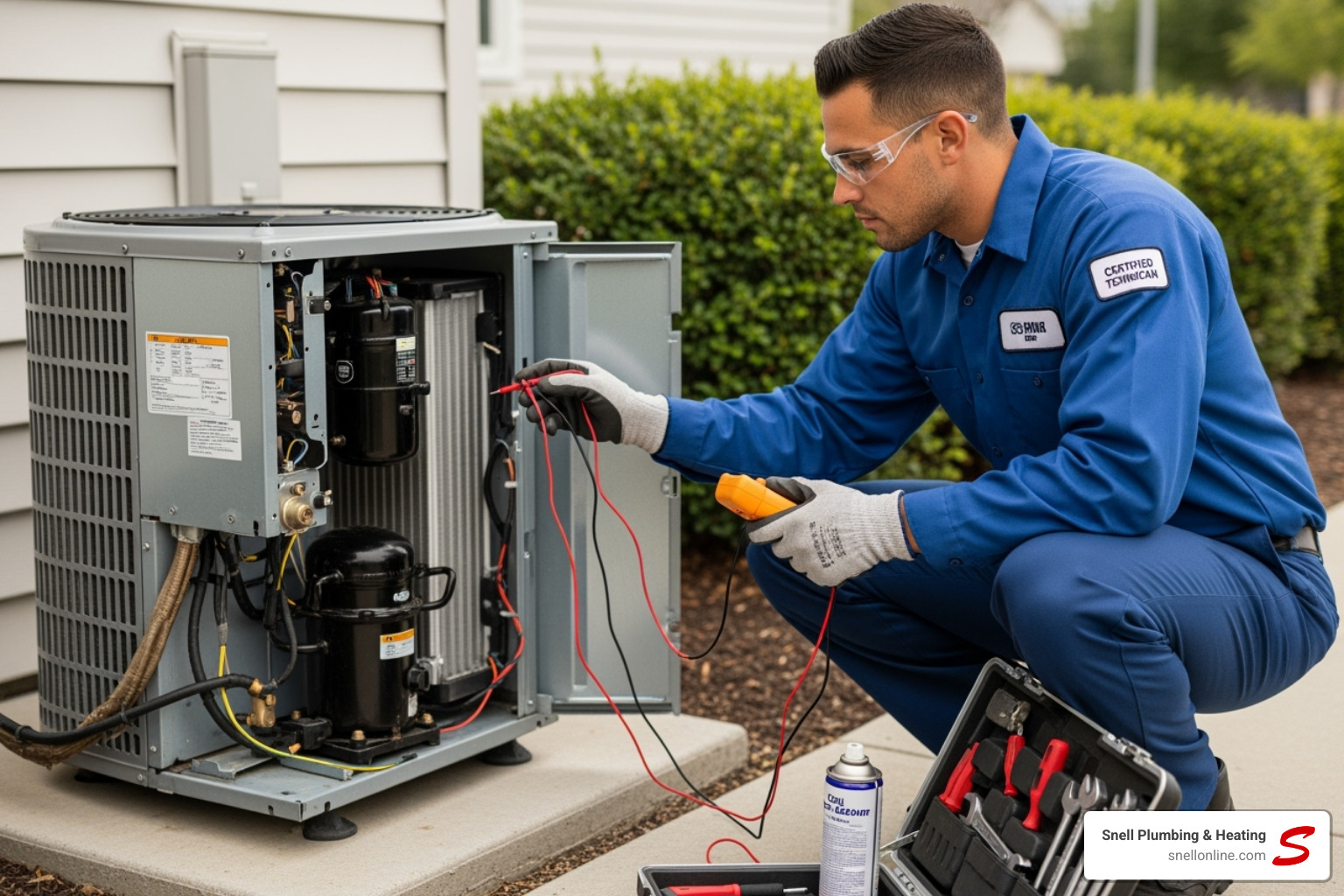 certified technician working carefully on ac unit - ac installation virden il certified technician working carefully on ac unit - ac installation virden il