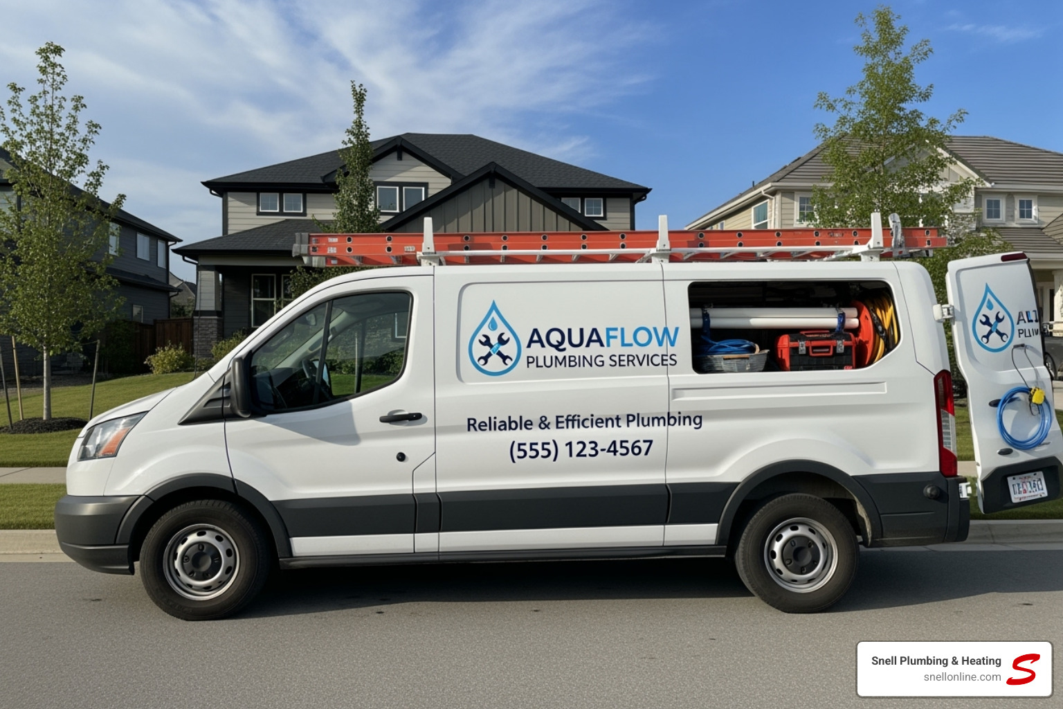 Professional plumber's service van - sewer clean out contractor franklin il