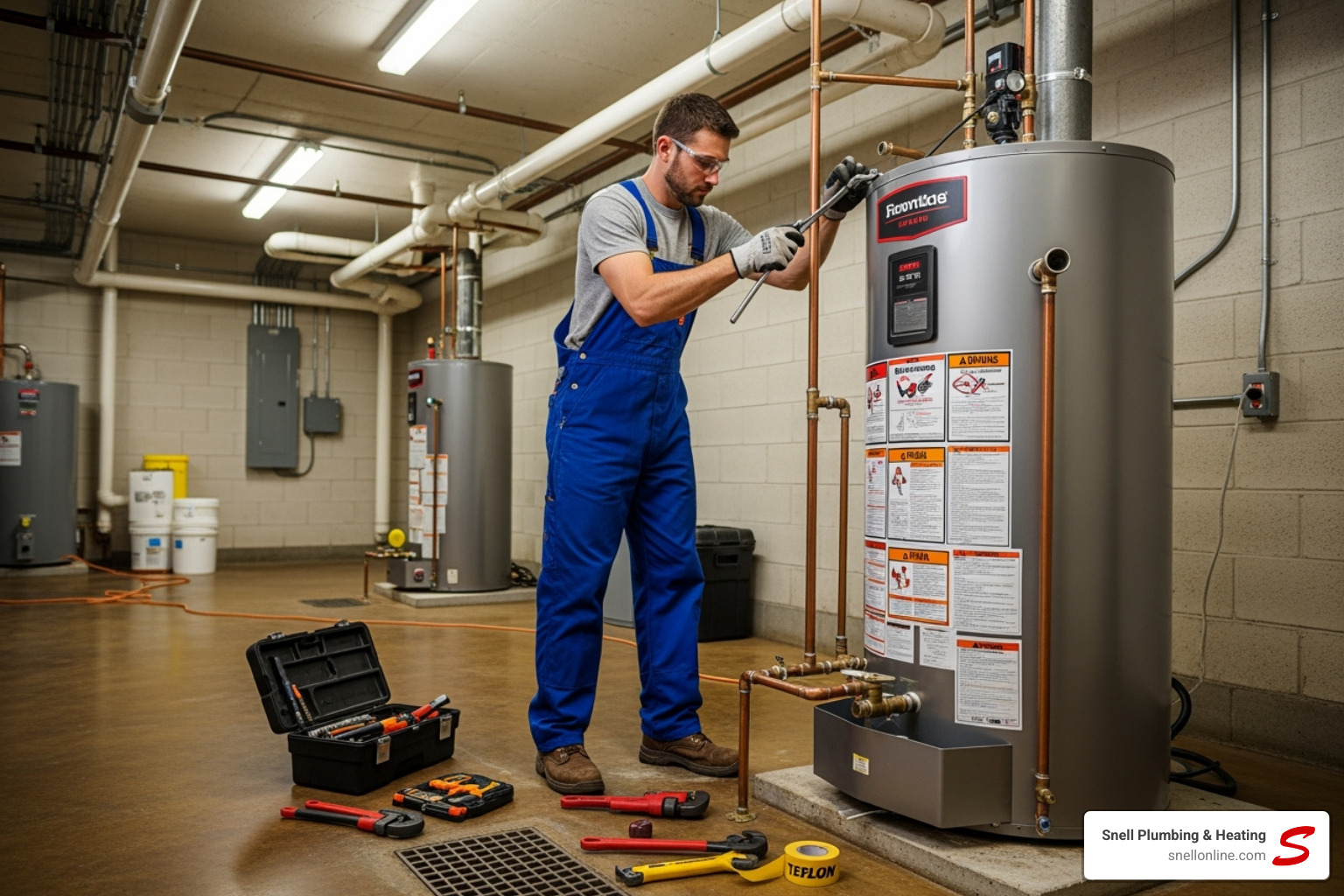 technician installing a new commercial water heater - commercial water heater replacement palmyra technician installing a new commercial water heater - commercial water heater replacement palmyra