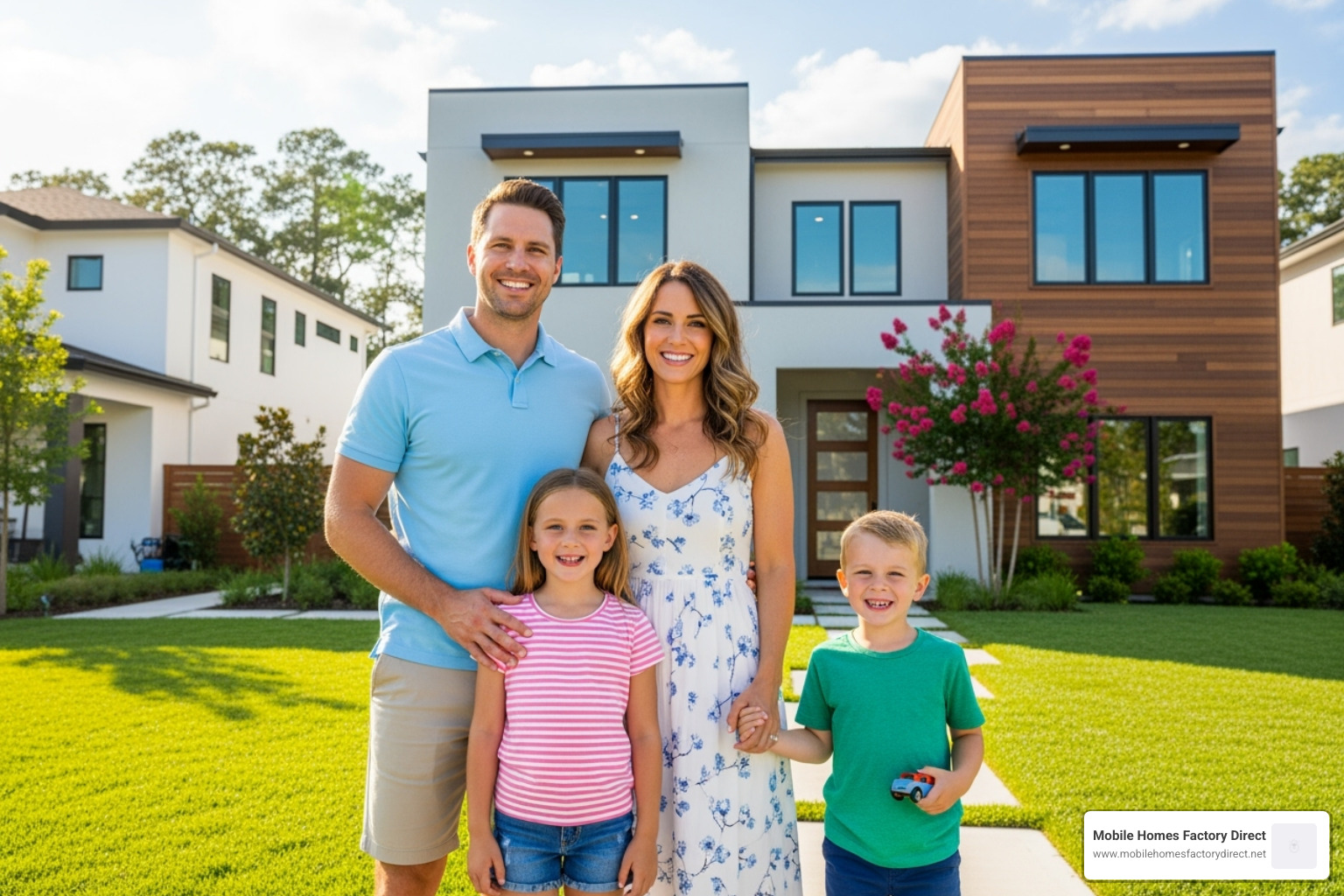 happy family in front of a new home - homes for sale in von ormy tx