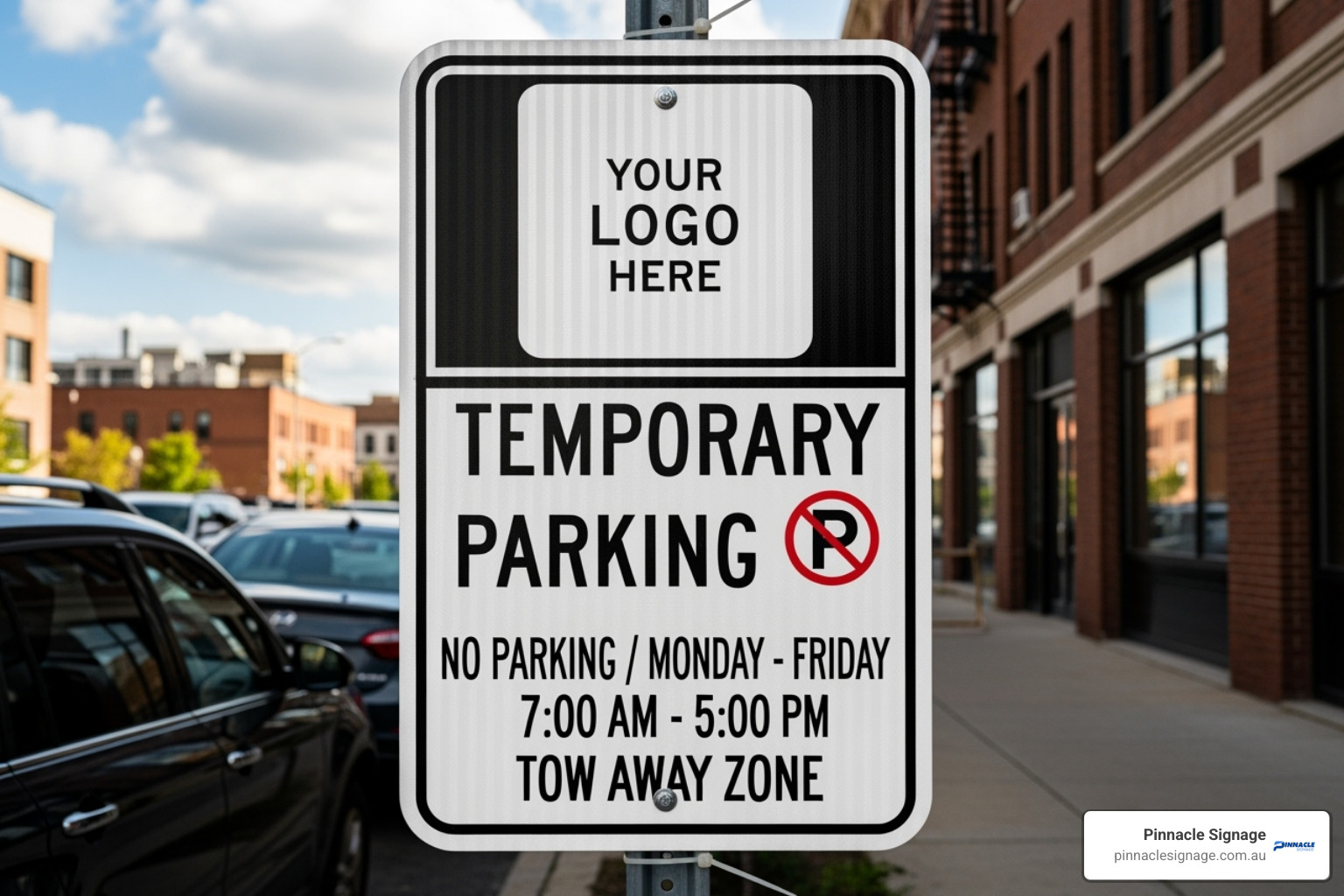 customisable temporary parking sign with a company logo and specific time details - temporary parking signs customisable temporary parking sign with a company logo and specific time details - temporary parking signs